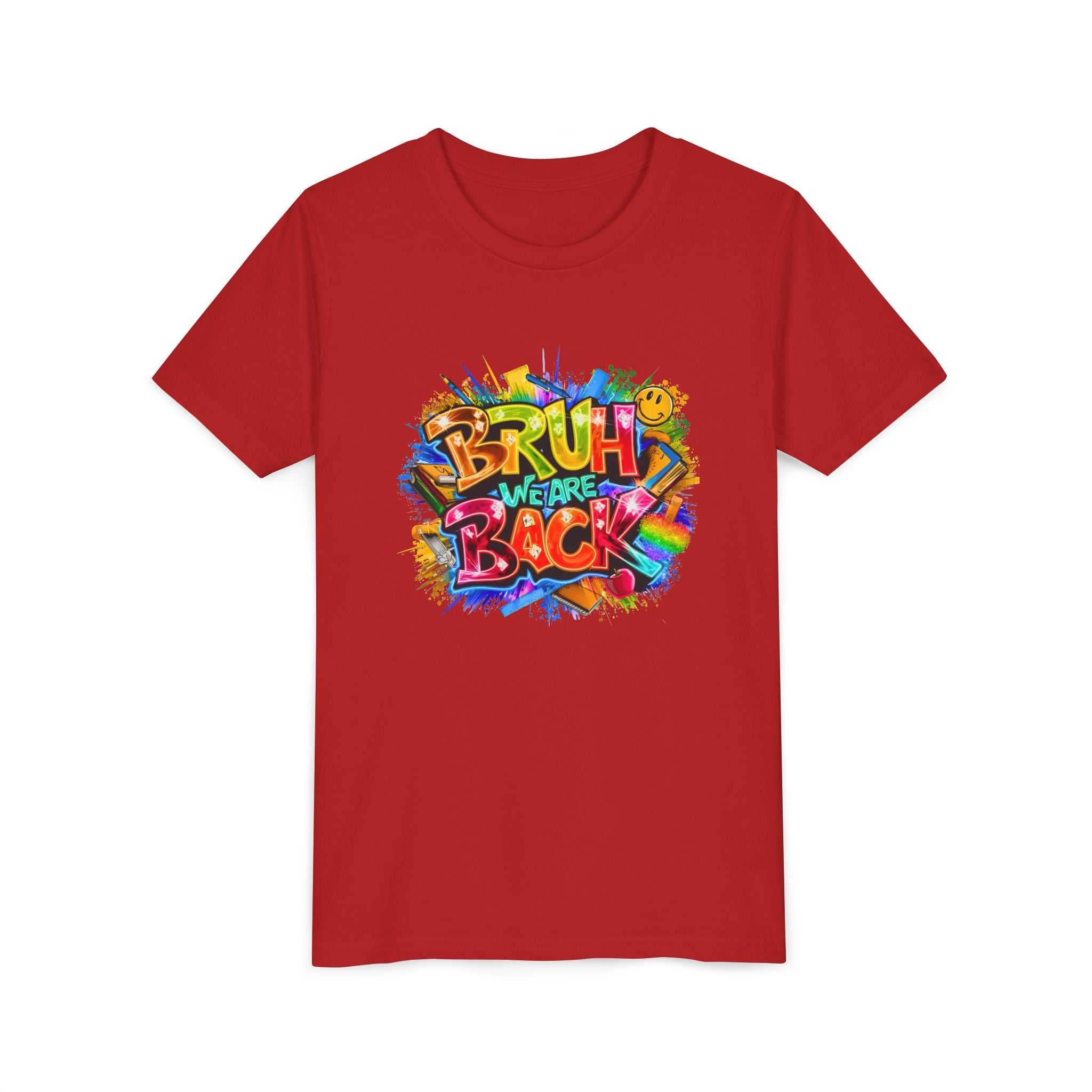Youth Tee — Colorful "Bruh We Are Back" Graffiti Graphic Shirt