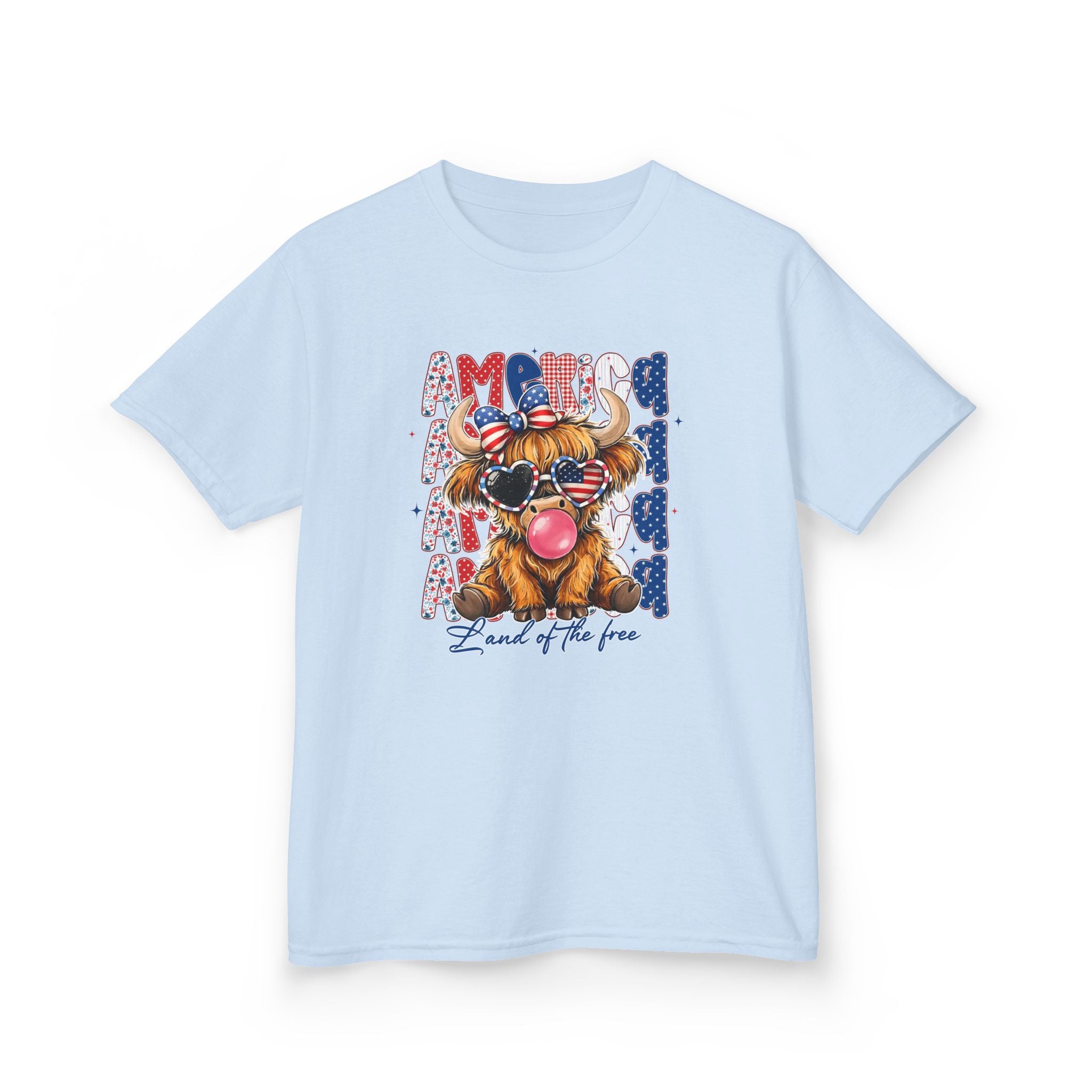 Kids Tee — Patriotic Bulldog "Land of the Free" Fourth of July Shirt