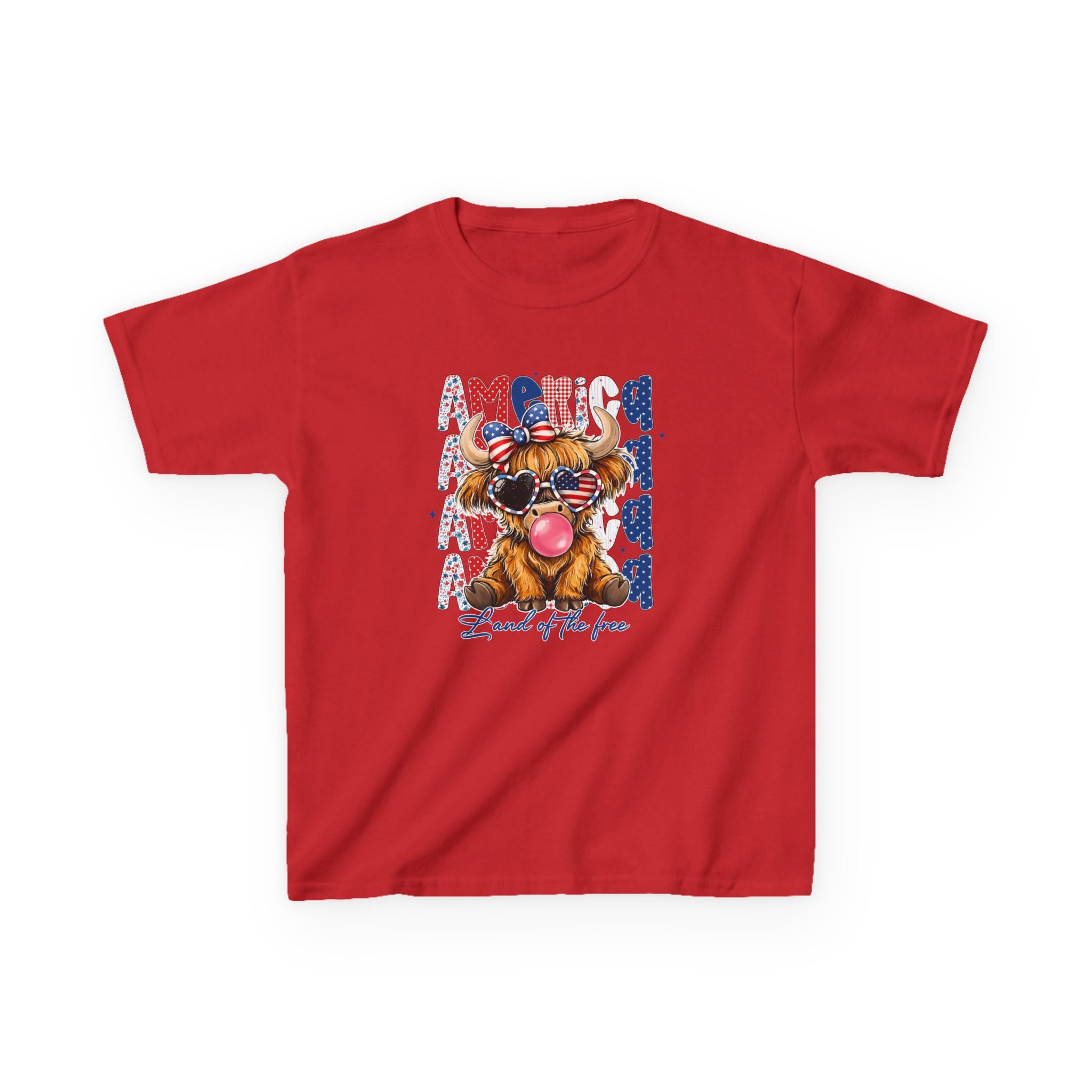 Kids Tee — Patriotic Bulldog "Land of the Free" Fourth of July Shirt