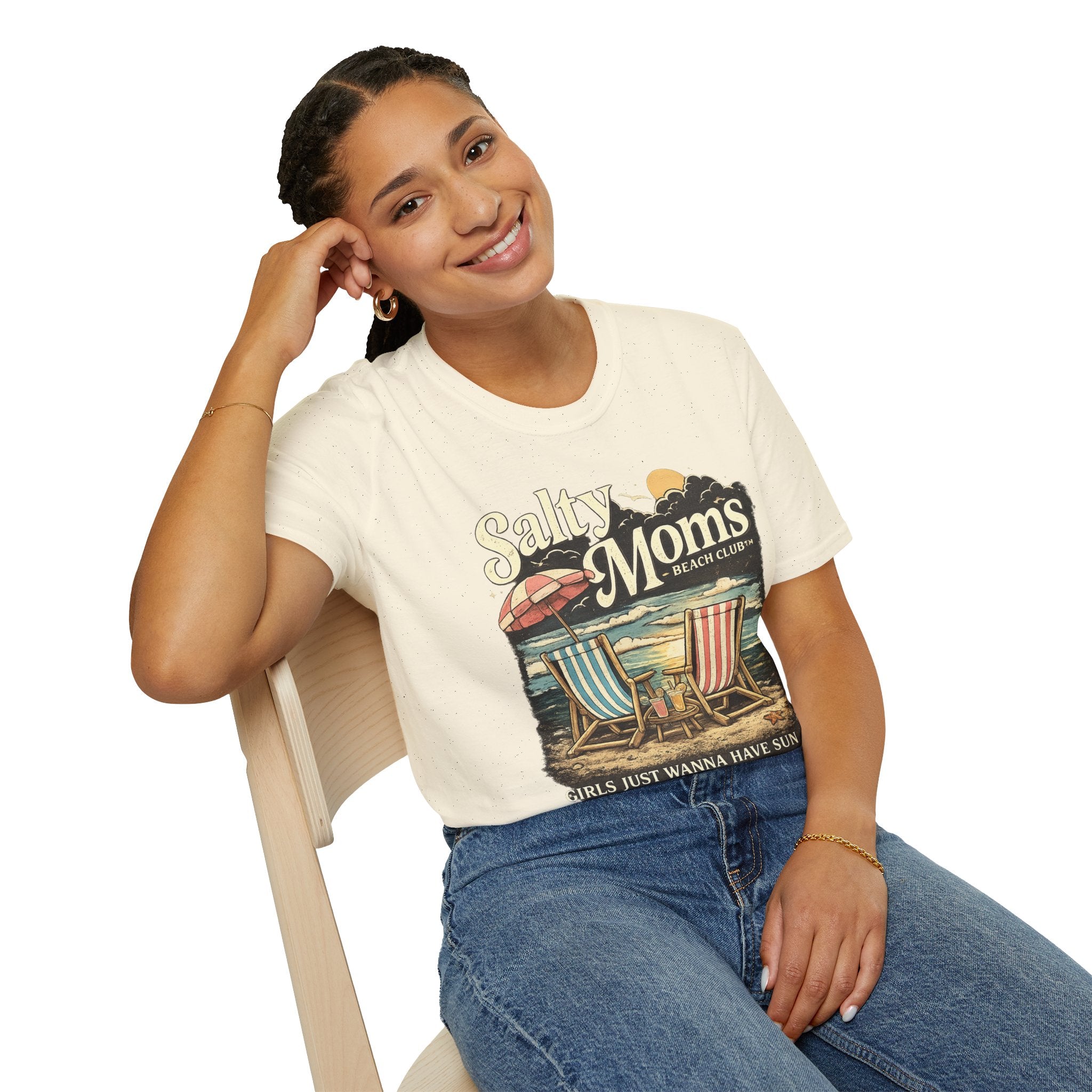 Salty Moms Beach Club T-Shirt — Vintage Coastal Mom Tee