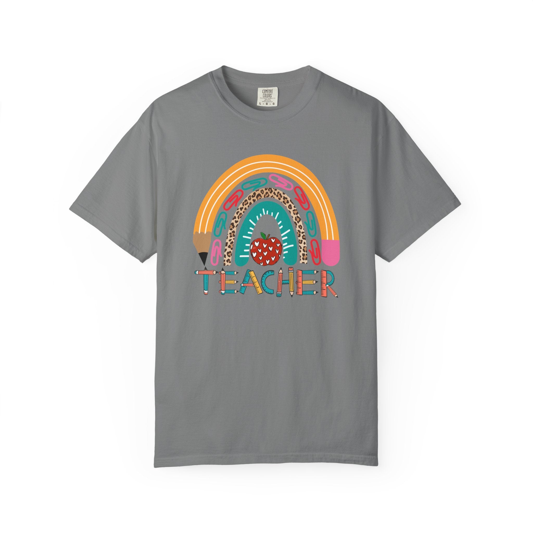 Teacher Rainbow T-Shirt — Cute Apple & Pencil Back-to-School Tee