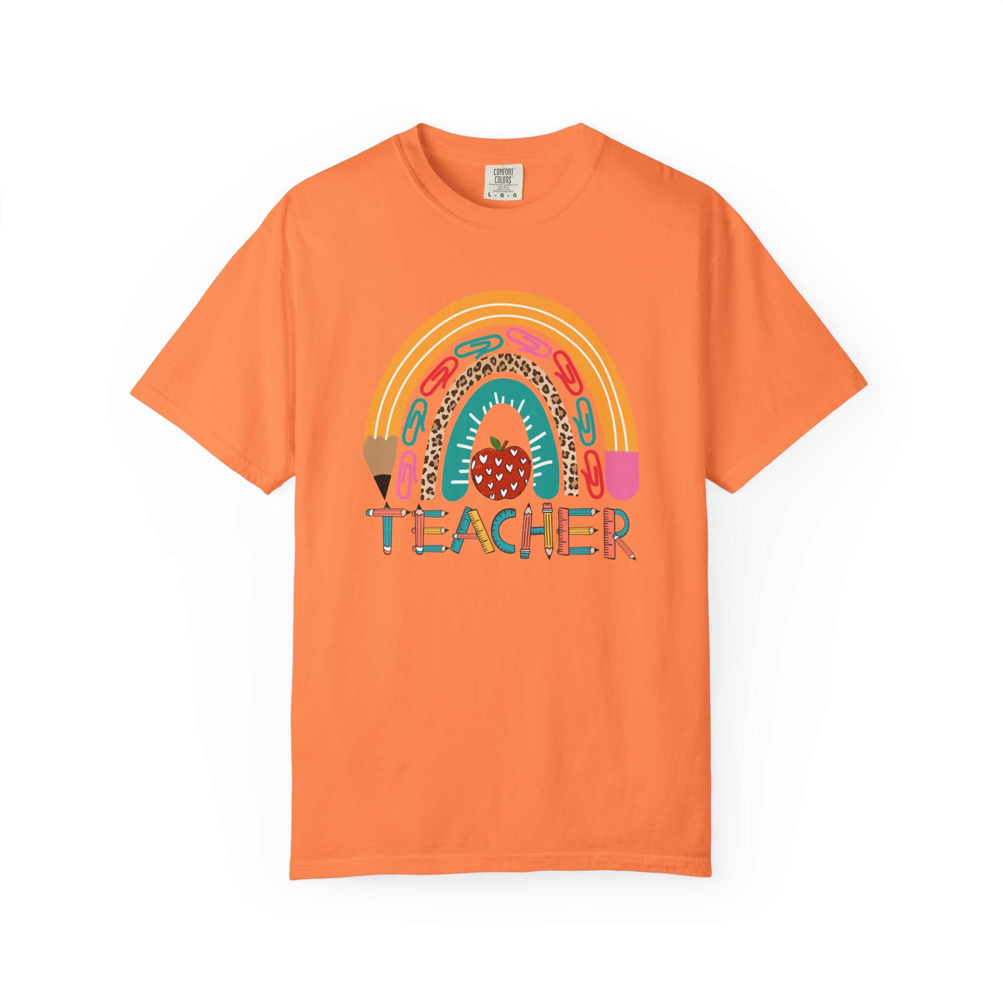 Teacher Rainbow T-Shirt — Cute Apple & Pencil Back-to-School Tee