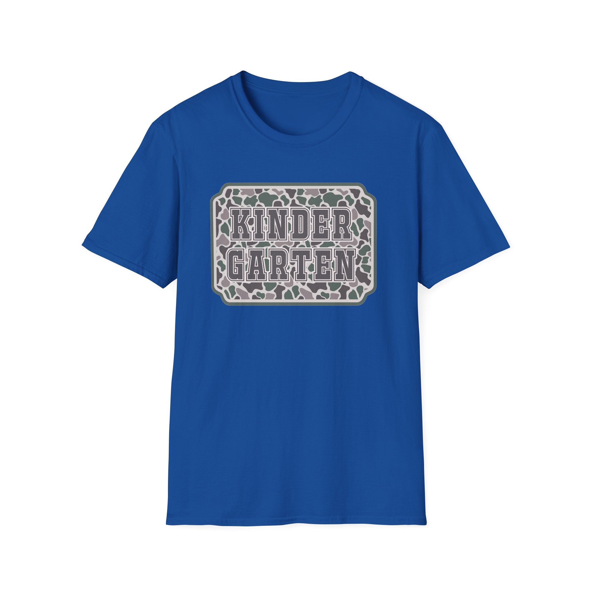 Kindergarten Camo T‑Shirt — Back to School Graphic Tee for Kids & Teachers