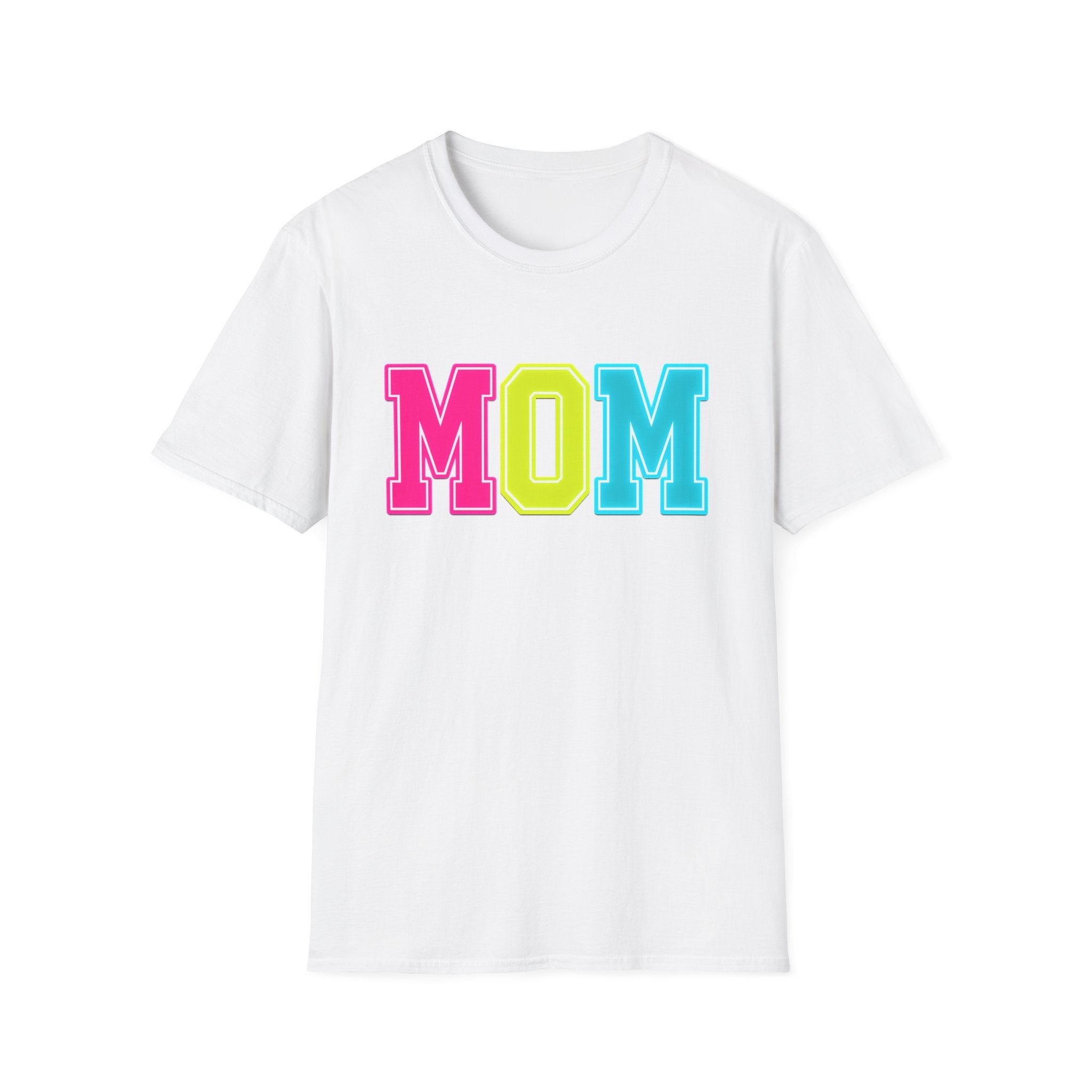 Mom Colorblock T-Shirt — Bright Retro MOM Graphic Tee for Mothers, Summer Vibe