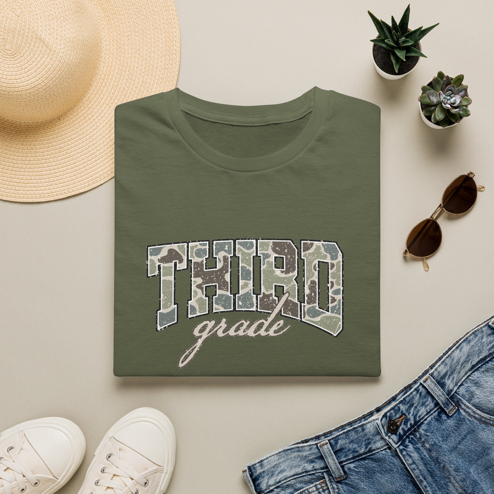 Third Grade Camo T-Shirt — 'Third Grade' School Mom Teacher Tee