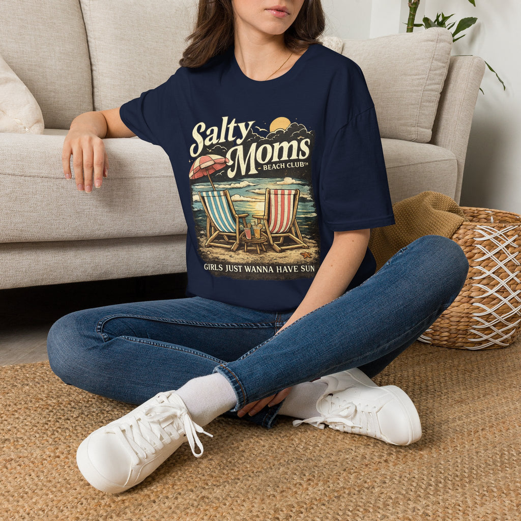 Salty Moms Beach Club T-Shirt — Vintage Coastal Mom Tee