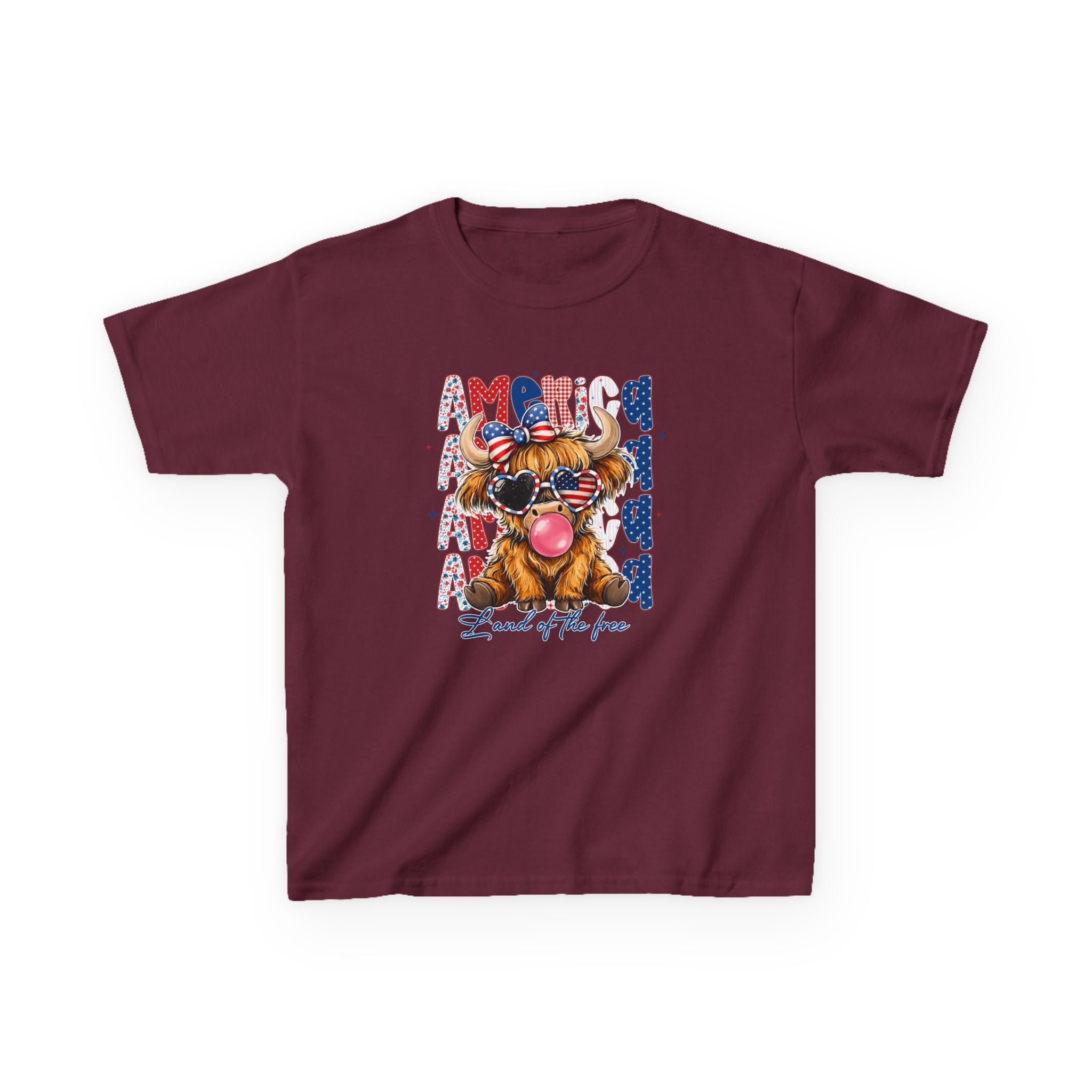 Kids Tee — Patriotic Bulldog "Land of the Free" Fourth of July Shirt