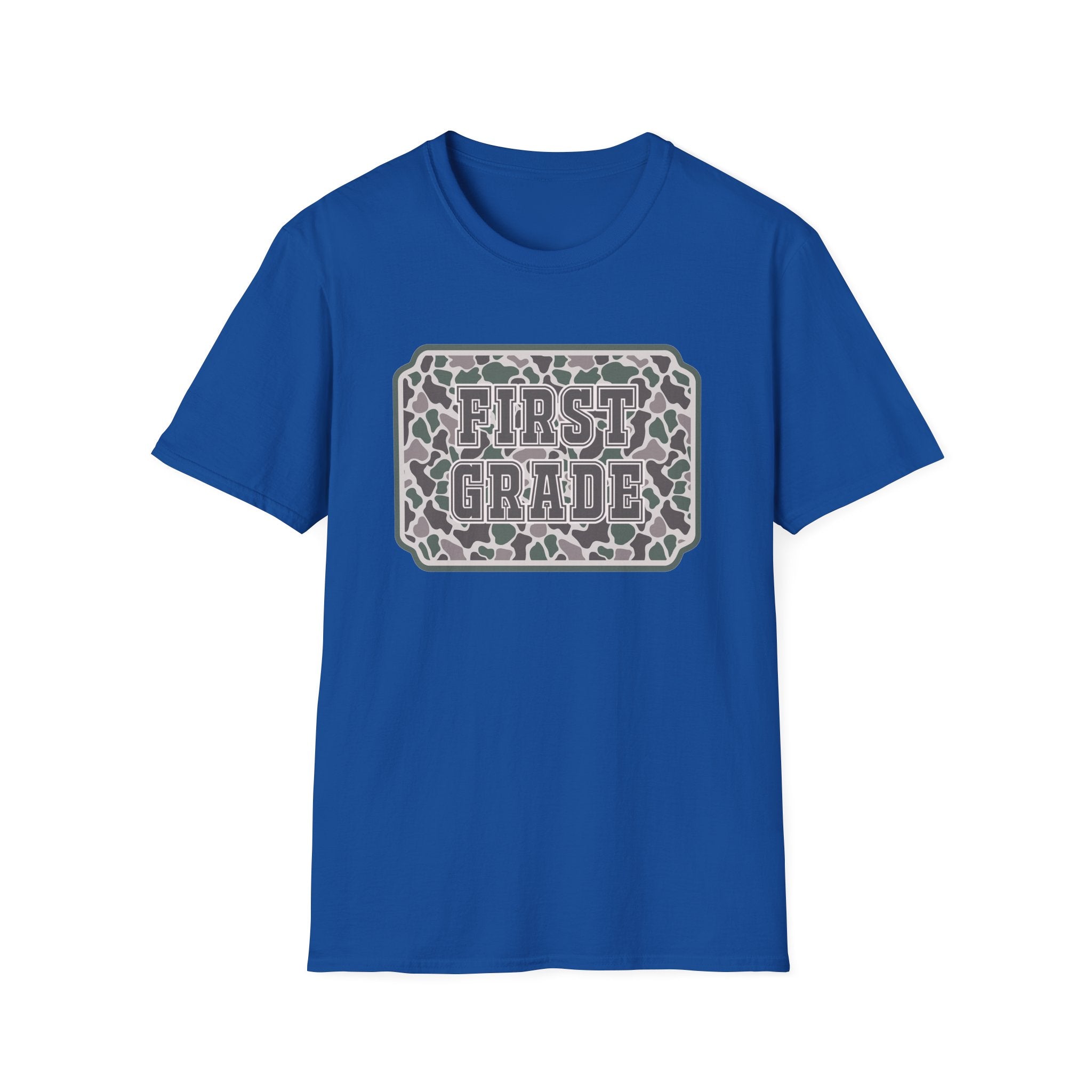 First Grade Camo T-Shirt — 'FIRST GRADE' School Teacher / Back-to-School Shirt