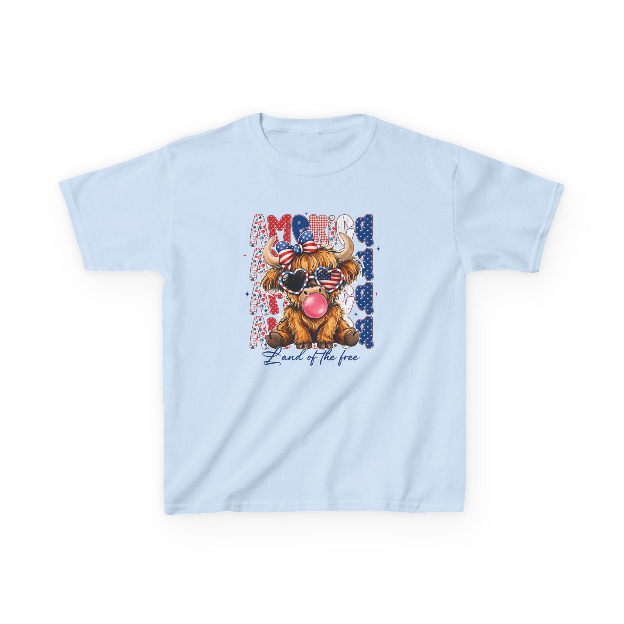 Kids Tee — Patriotic Bulldog "Land of the Free" Fourth of July Shirt