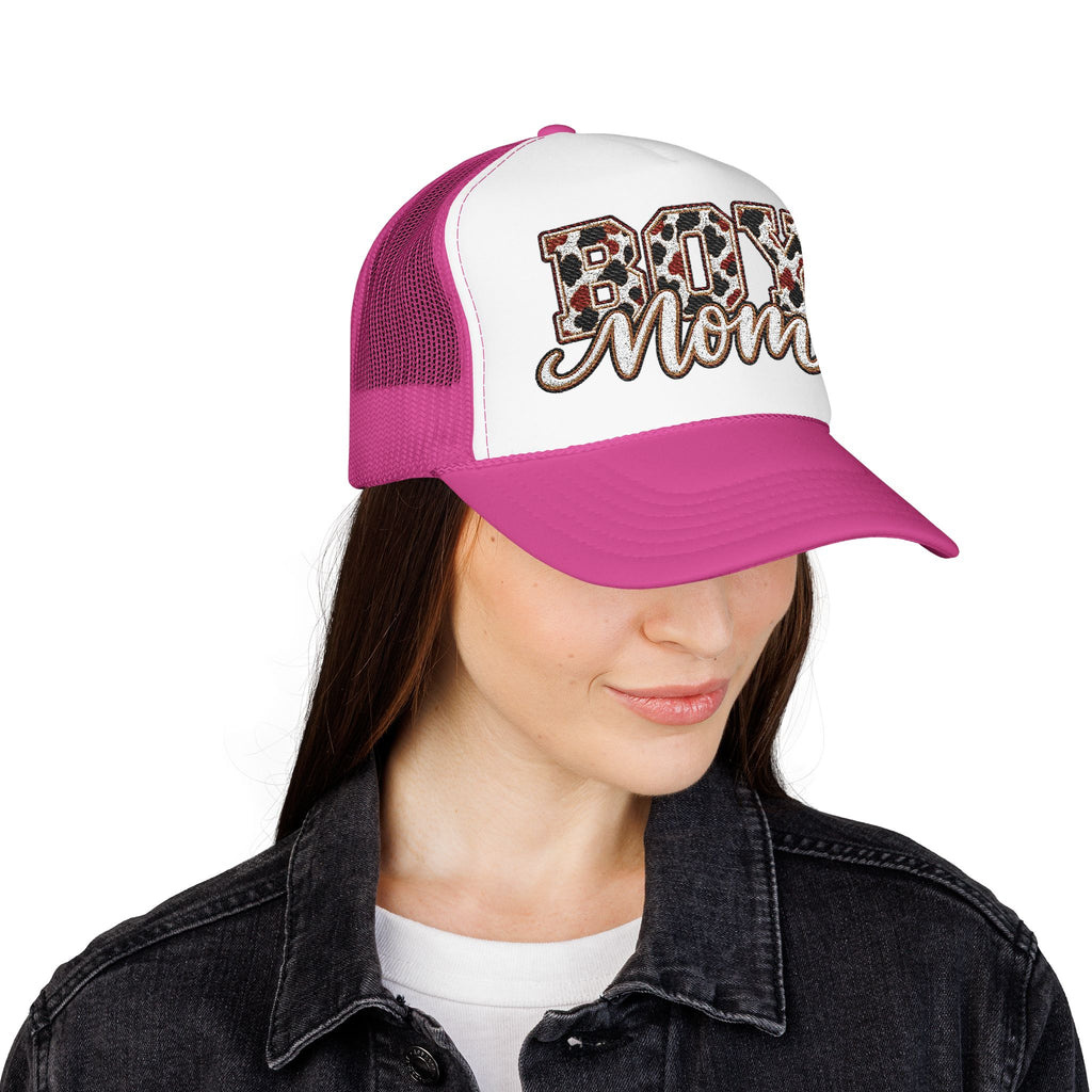 Boy Mom Leopard Foam Trucker Hat