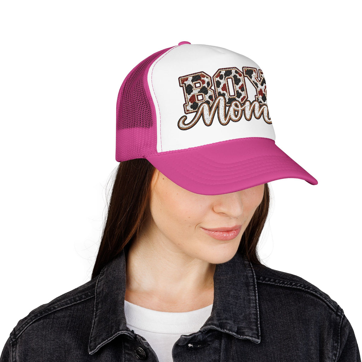 Boy Mom Leopard Foam Trucker Hat