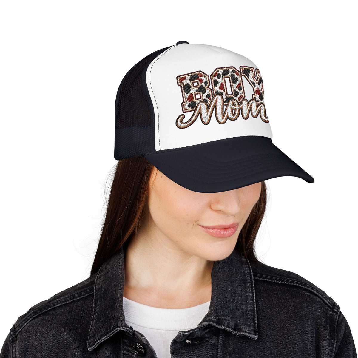 Boy Mom Leopard Foam Trucker Hat