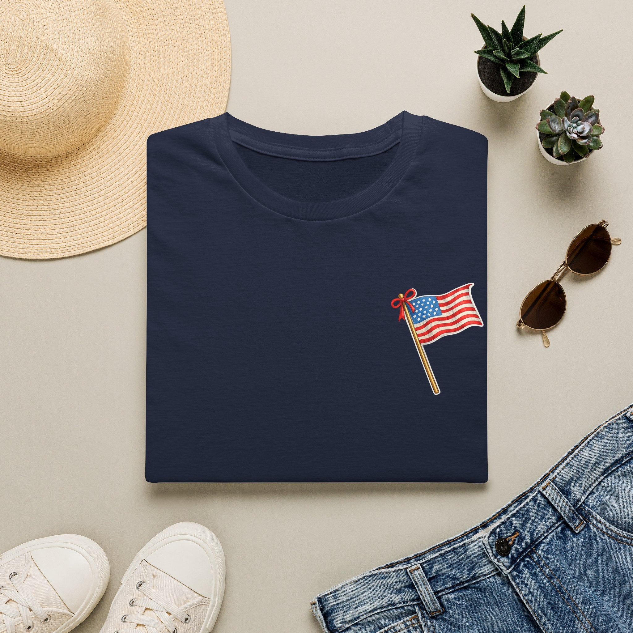 Pocket Flag T-Shirt — Small American Flag Chest Tee