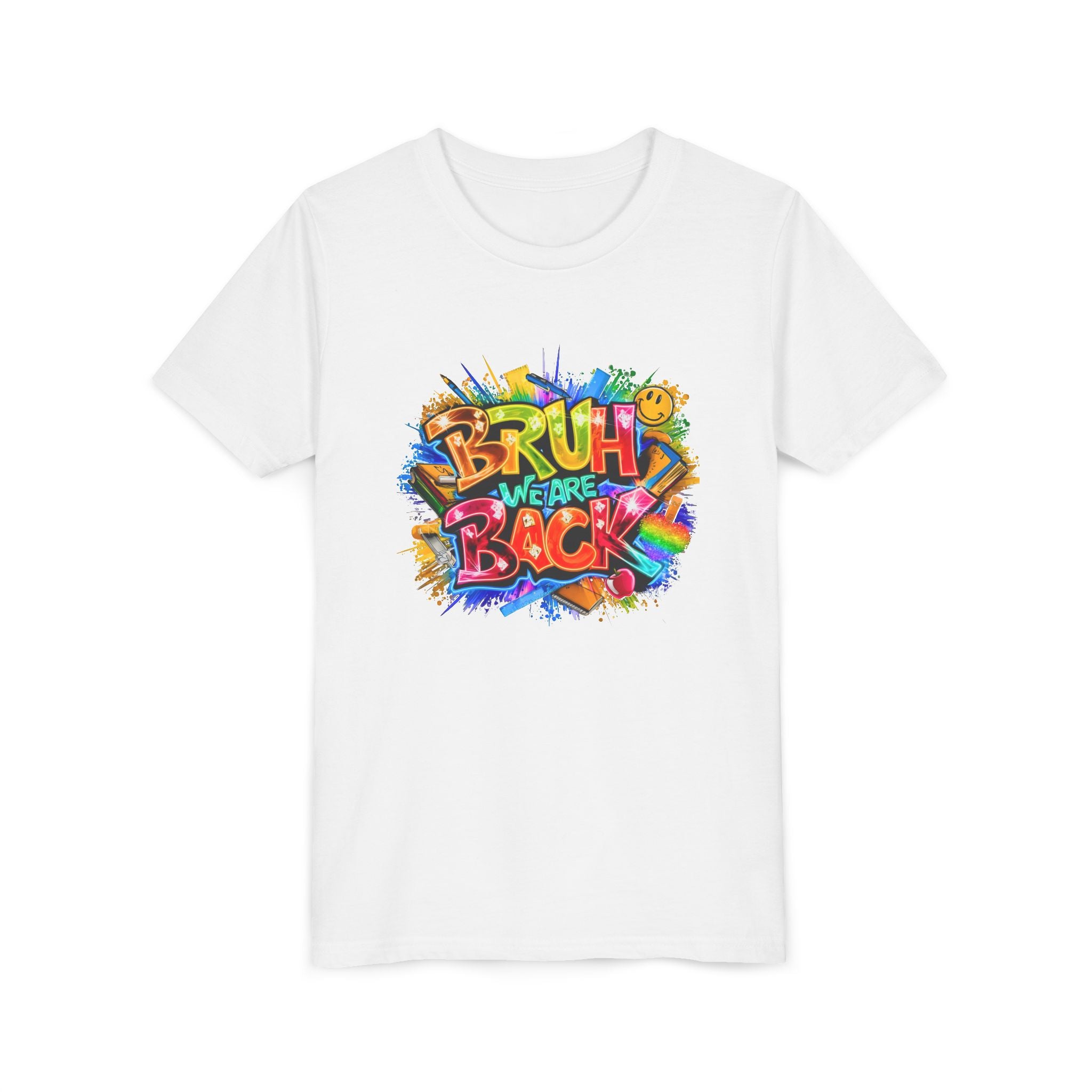 Youth Tee — Colorful "Bruh We Are Back" Graffiti Graphic Shirt