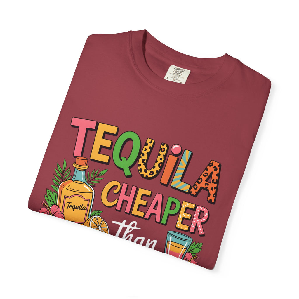 Tequila Cheaper Than Therapy T-shirt | Funny Margarita Cocktail Graphic