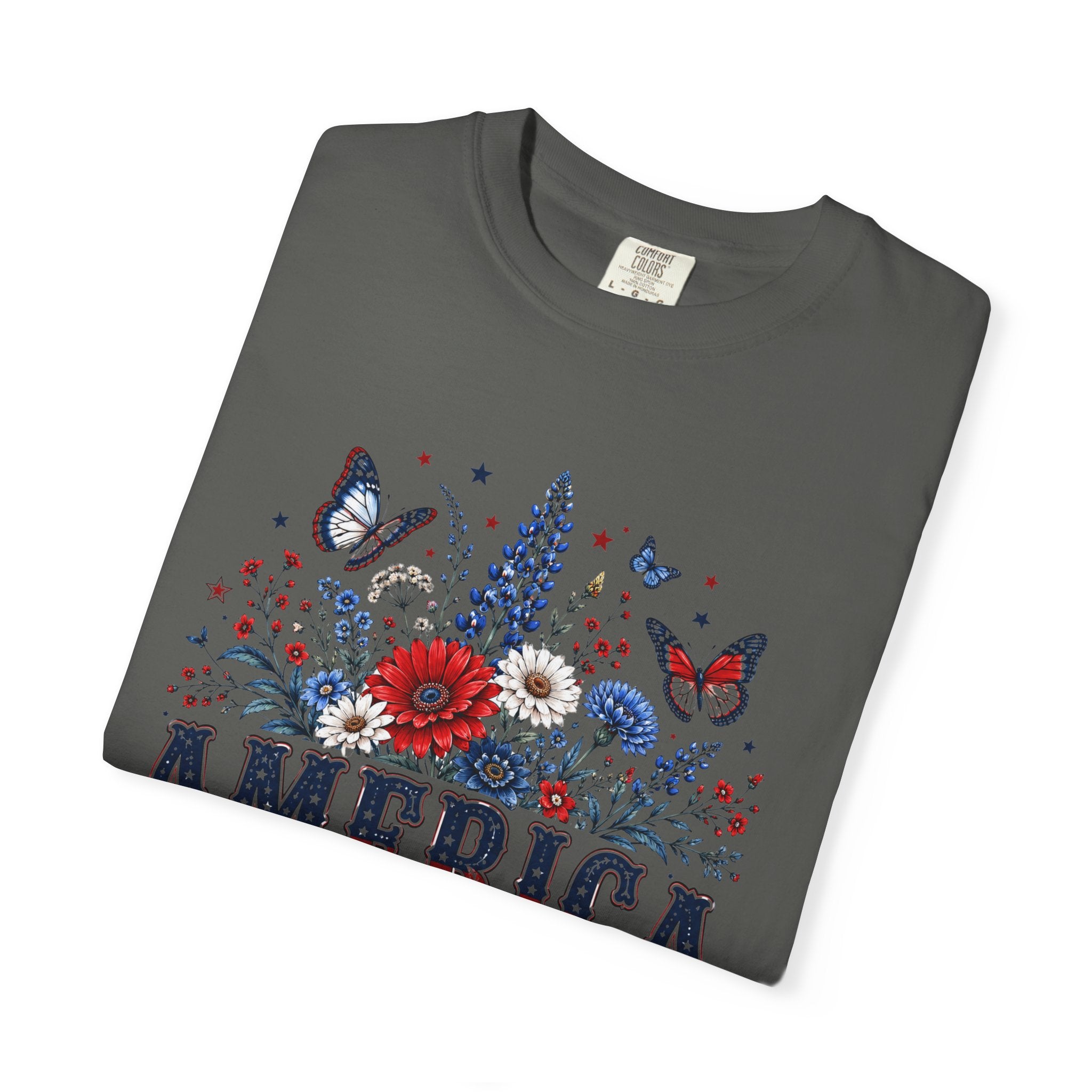 America 250th Birthday T-Shirt — Patriotic Floral July 4th Tee