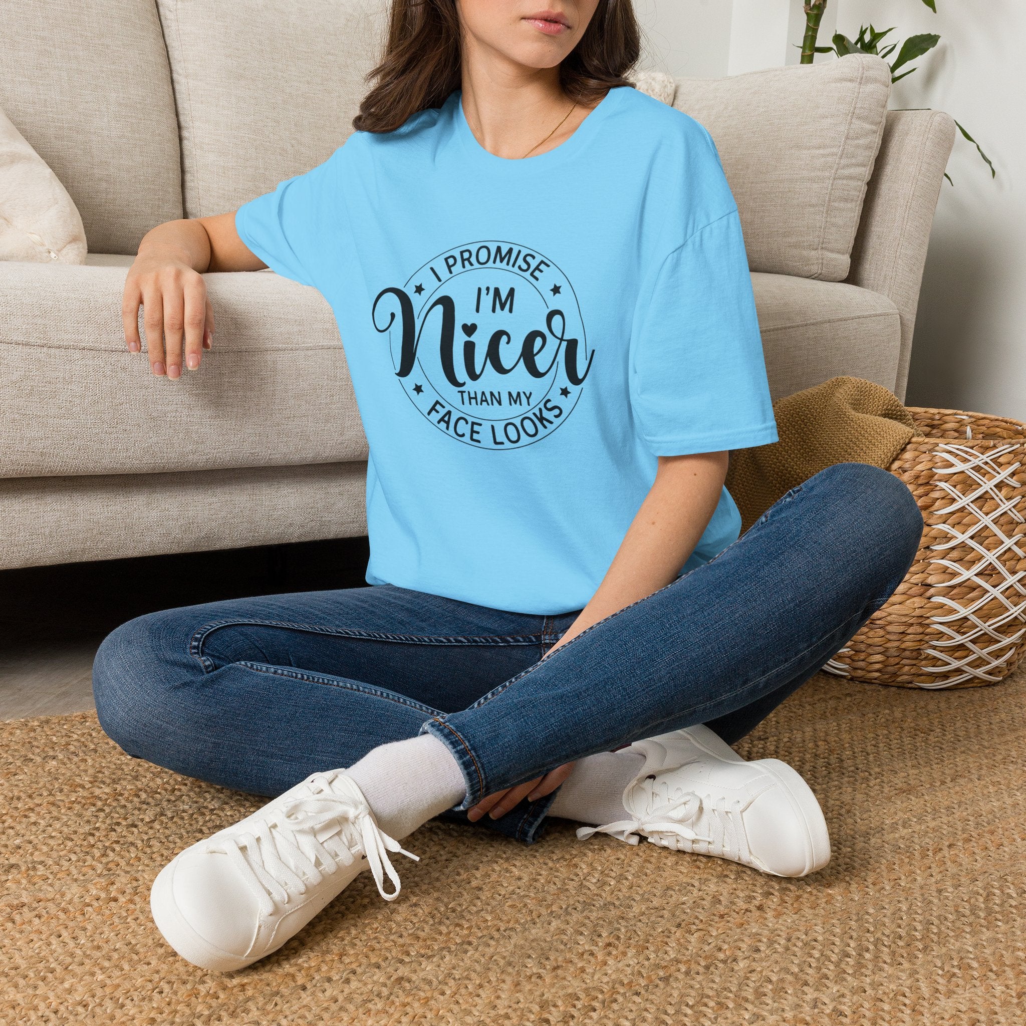 "I Promise I’m Nicer Than My Face Looks" Funny Sarcastic Graphic Tee