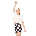 Checkerboard Lightning Biker Shorts — Pink Bolt Pattern