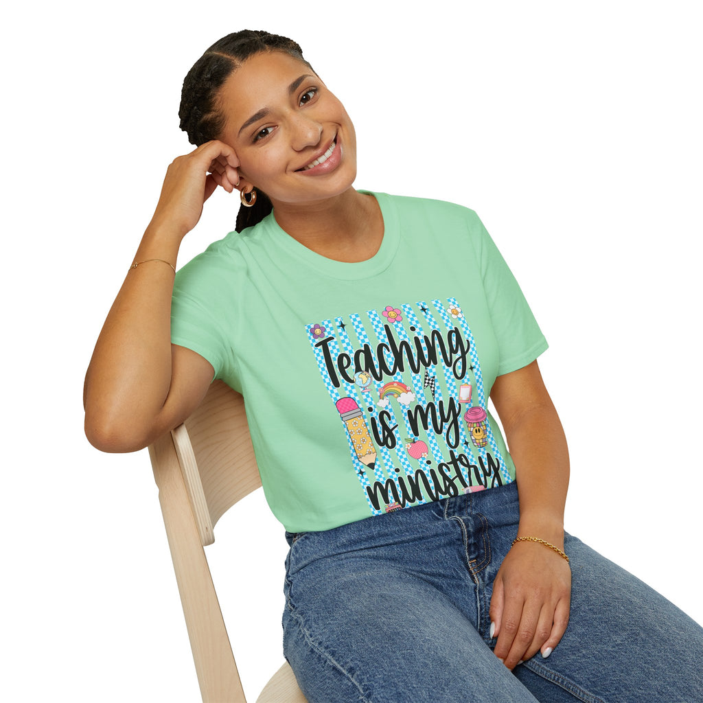 T-Shirt — "Teaching Is My Ministry" Cute Teacher Graphic Tee