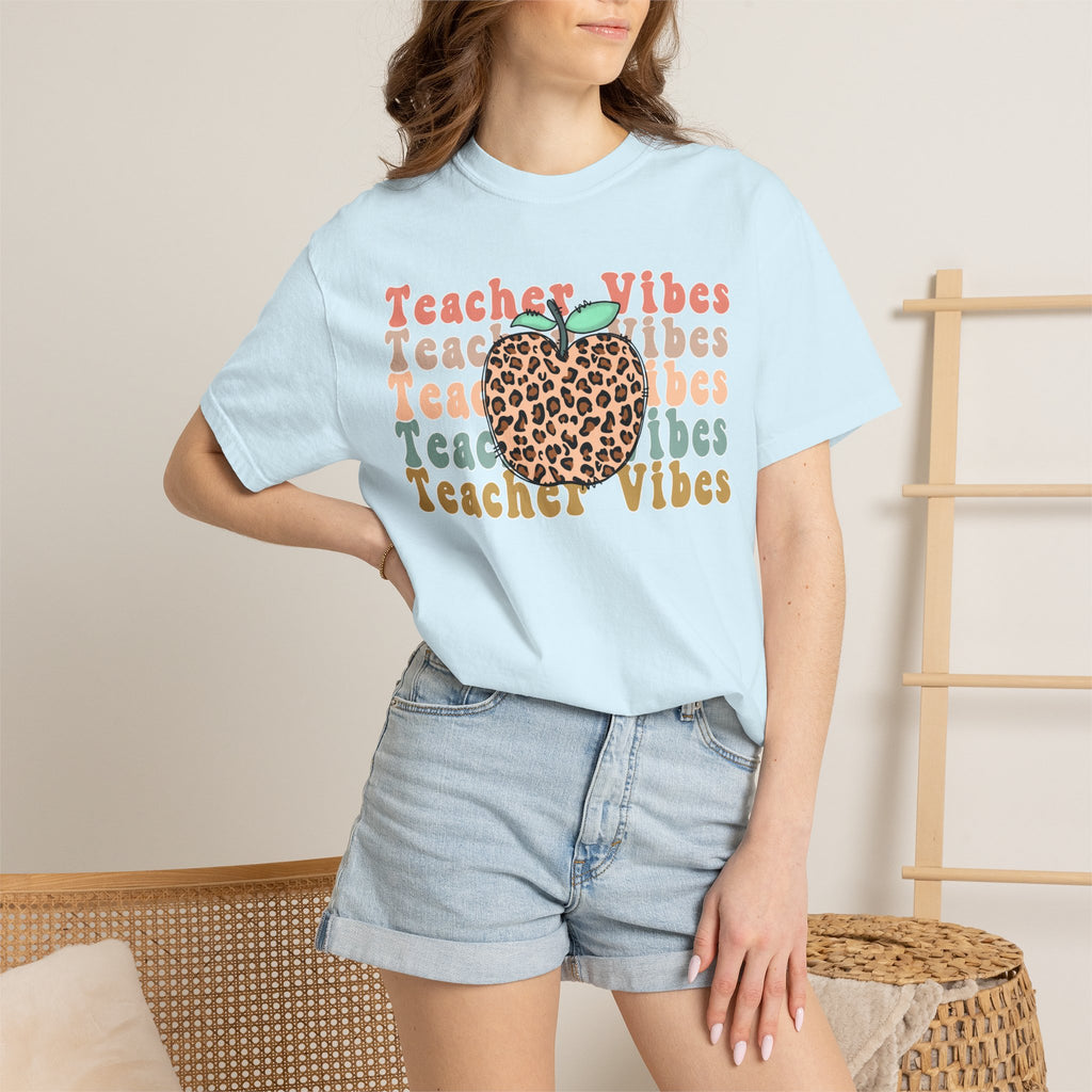 Teacher Vibes Leopard Apple T-Shirt