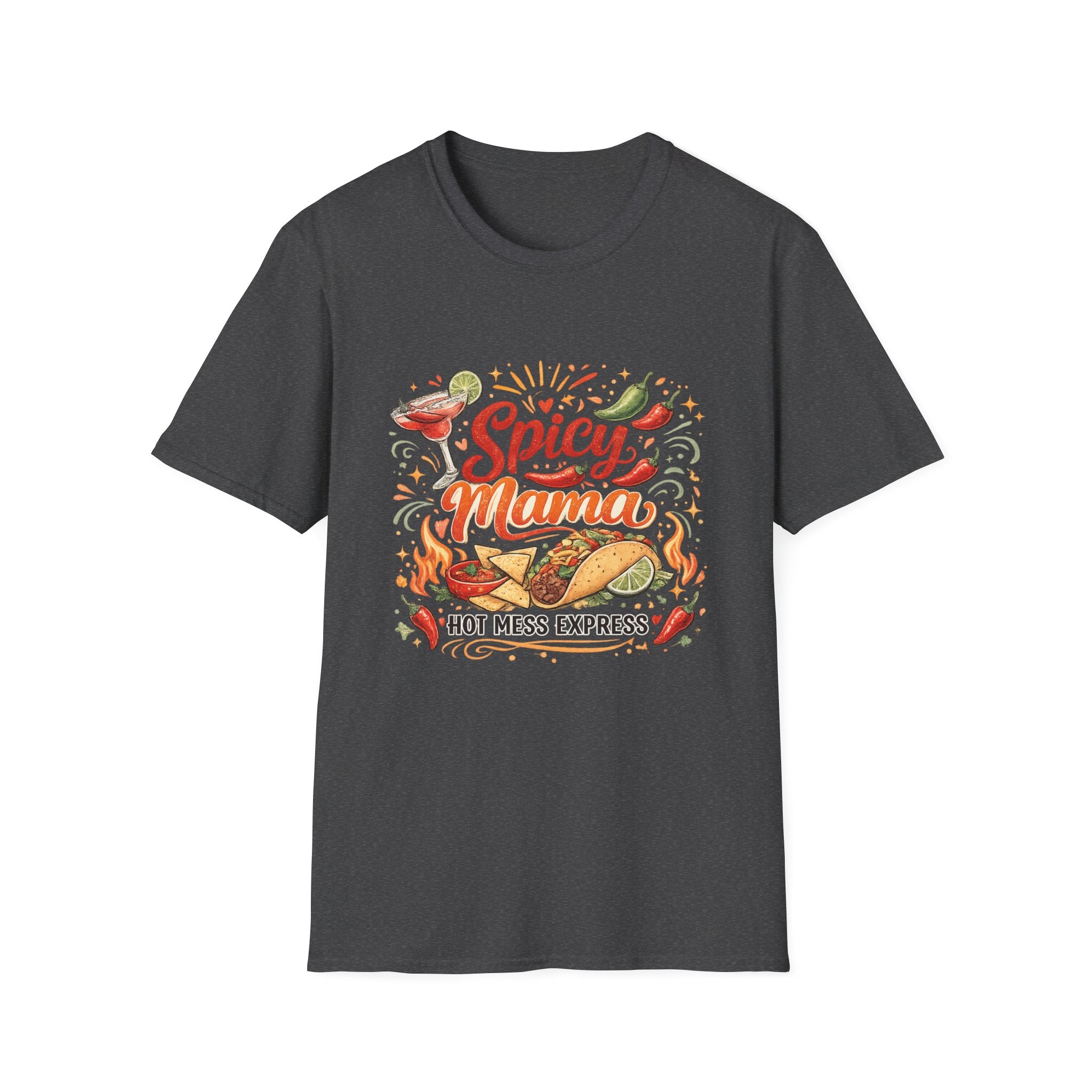 Spicy Mama T‑Shirt — Hot Mess Express Chili & Margarita Graphic Tee