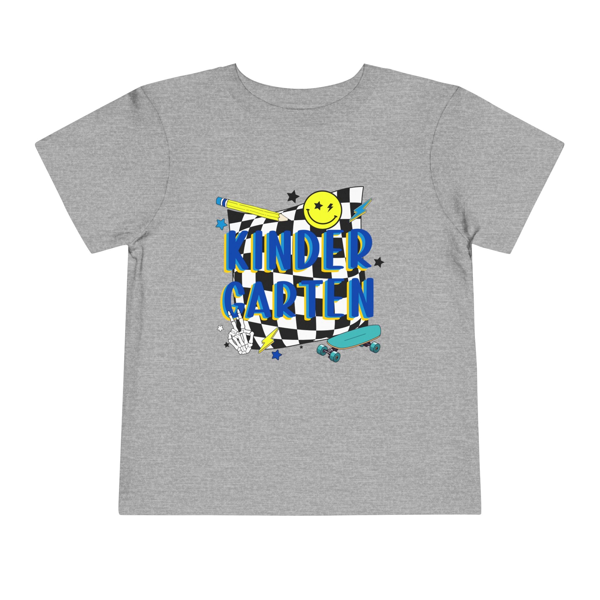 Kindergarten Toddler Tee — Smiley Skateboard Back-to-School Shirt