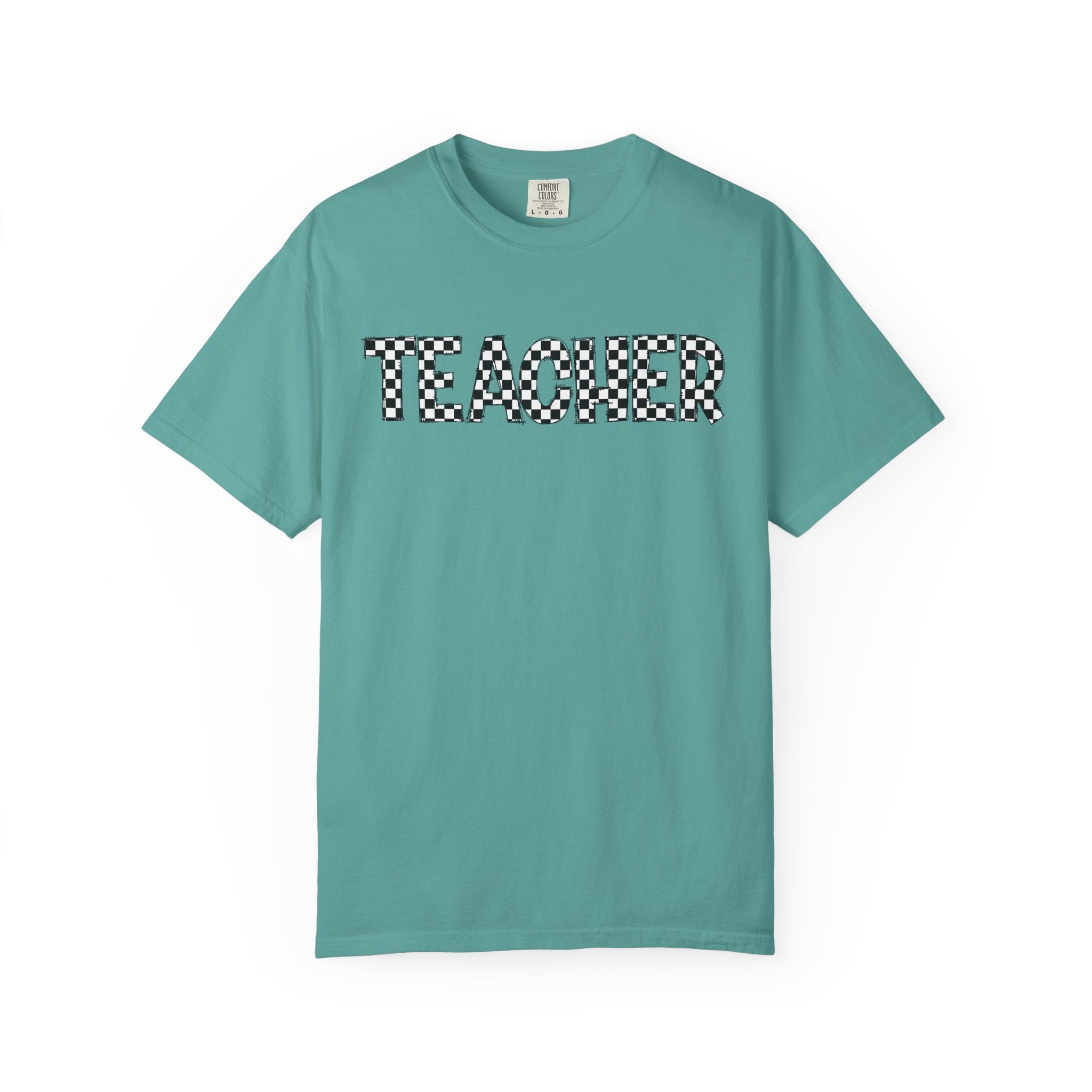 Teacher Checkerboard Graphic Tee — Fun Back-to-School Gift for Educators