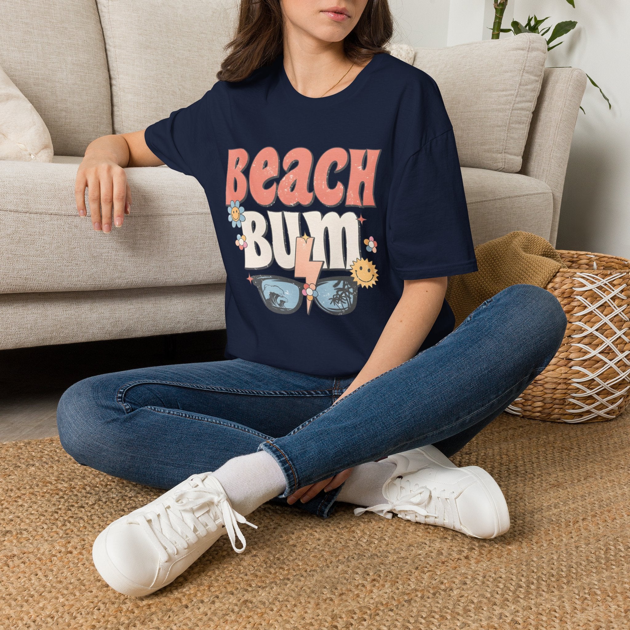 Beach Bum T-Shirt — Retro Floral Surf Vibes Tee