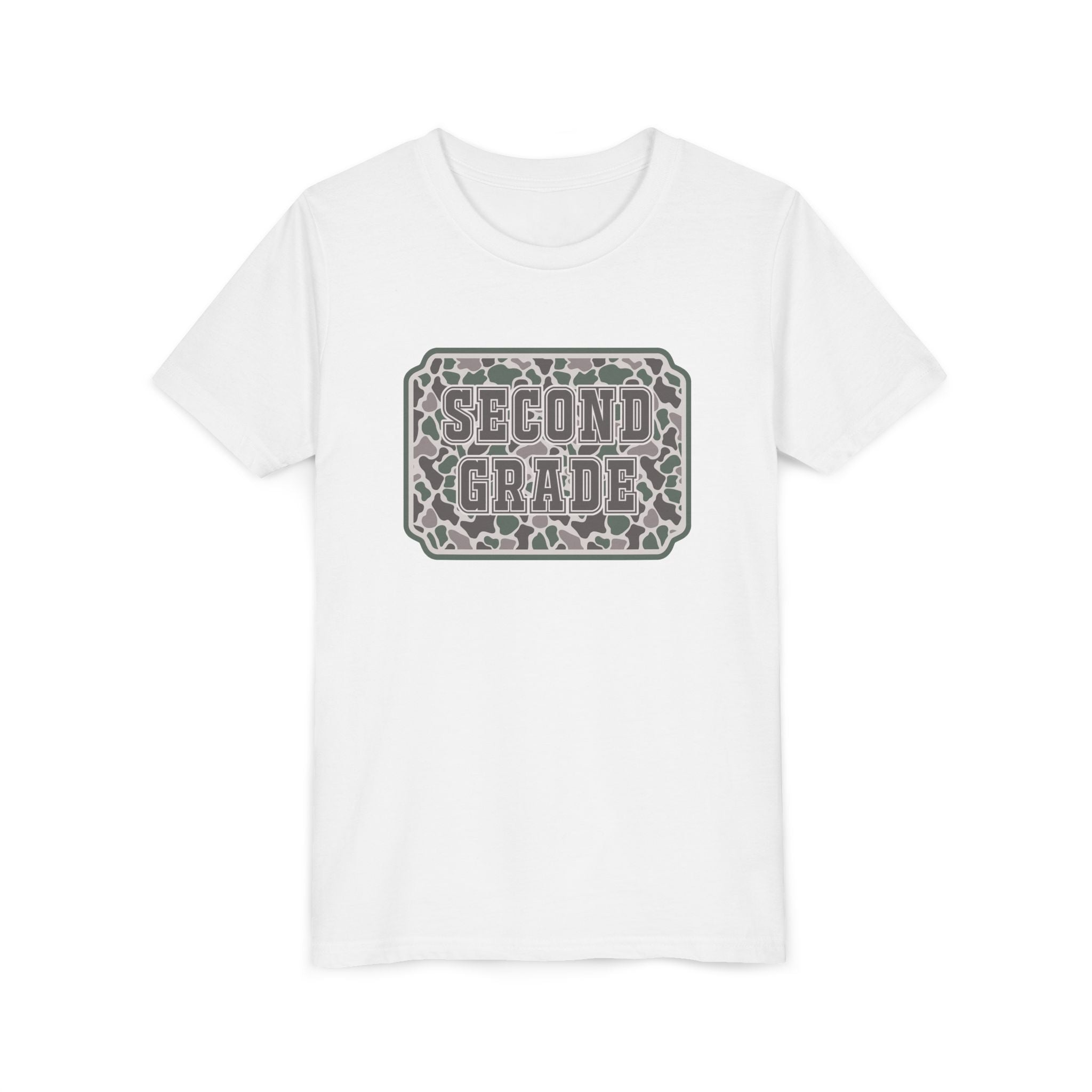Second Grade Youth Tee - Camo Patch Back to School Shirt