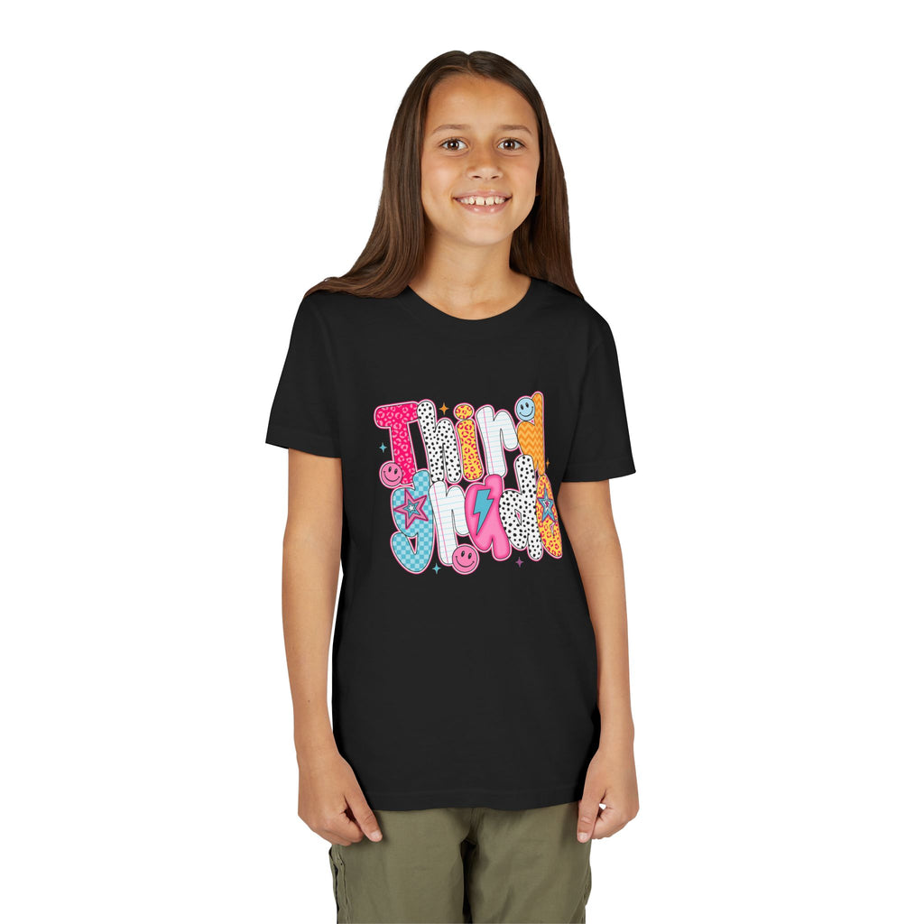 Third Grade — Colorful 'Think Big' Retro Graphic Shirt for Kids