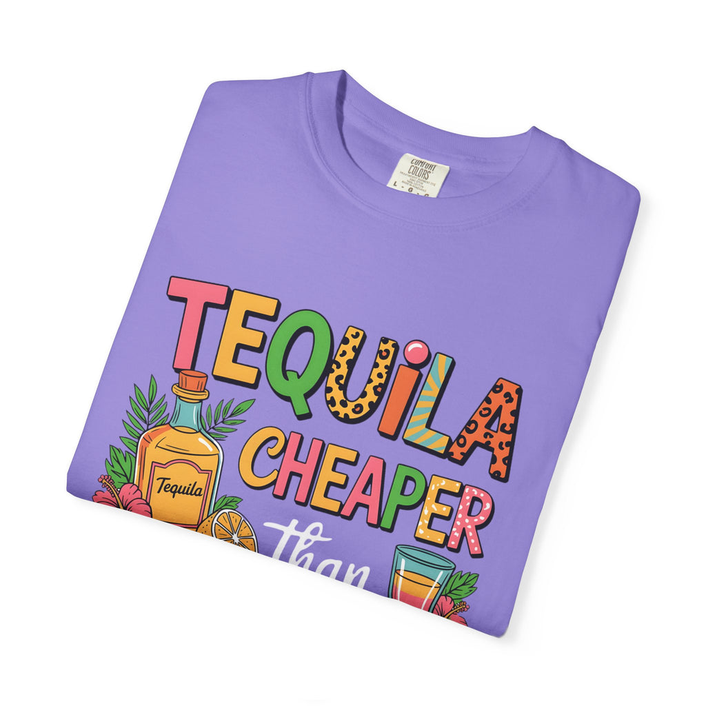 Tequila Cheaper Than Therapy T-shirt | Funny Margarita Cocktail Graphic