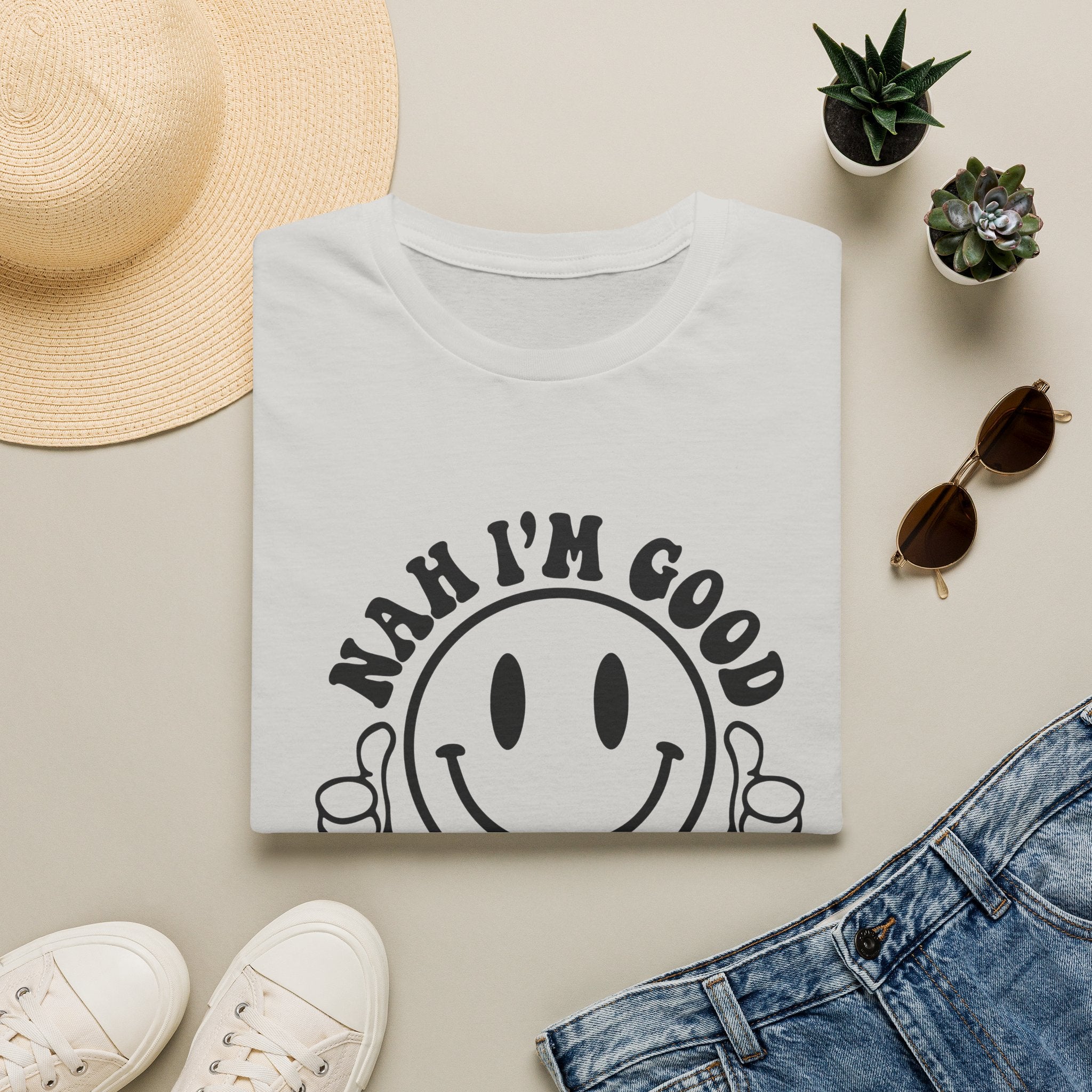 Nah I'm Good Smiley T-Shirt — Thumbs-Up Retro Graphic Tee