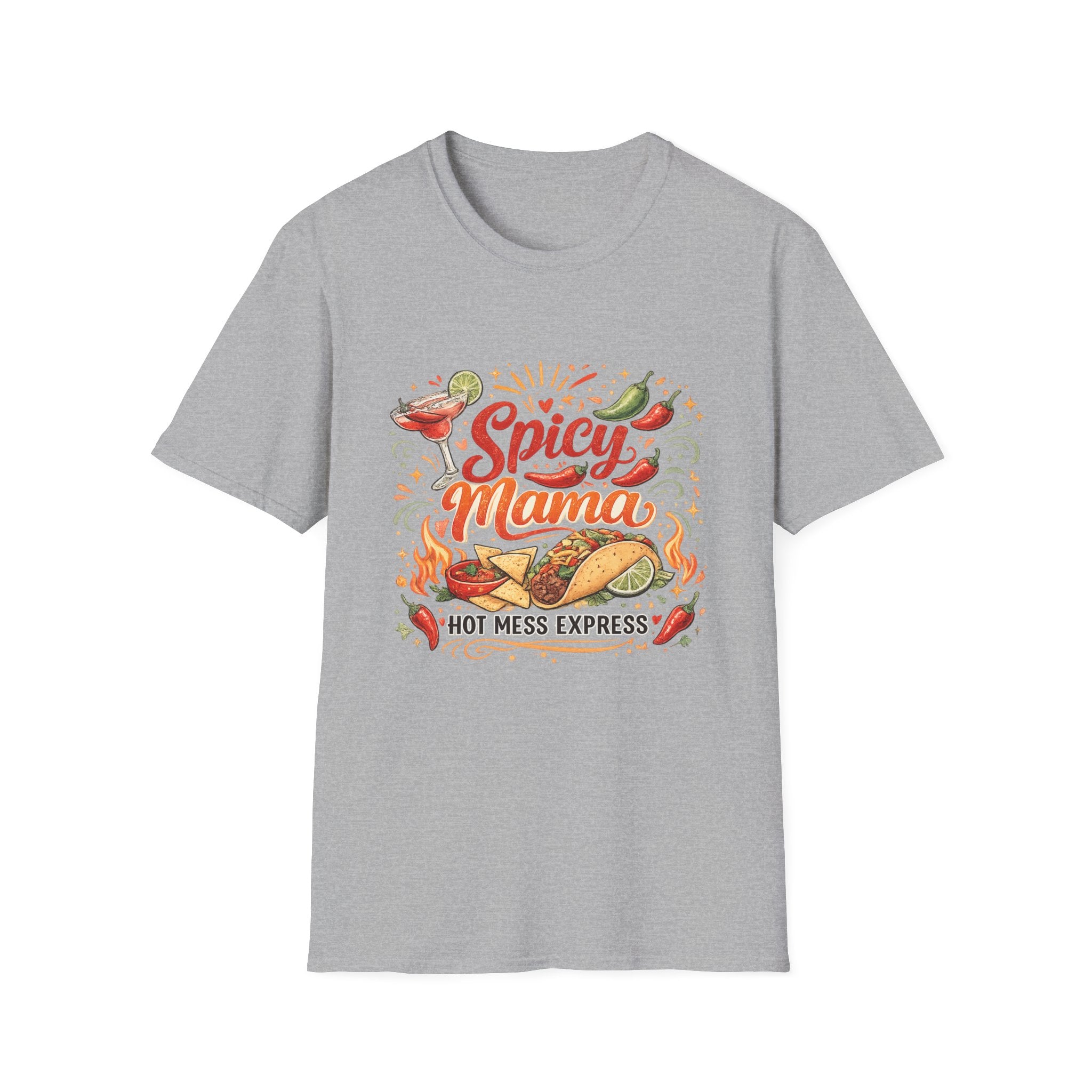Spicy Mama T‑Shirt — Hot Mess Express Chili & Margarita Graphic Tee
