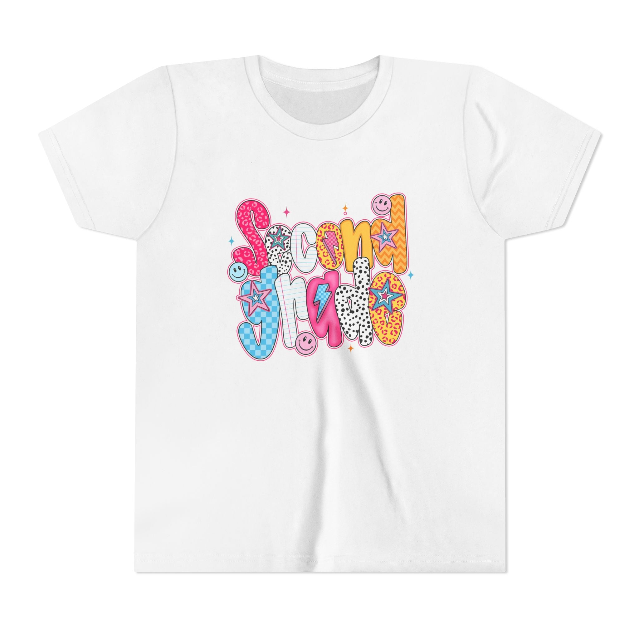 Youth Tee — Colorful 'Second Grade' Playful Retro Graphic