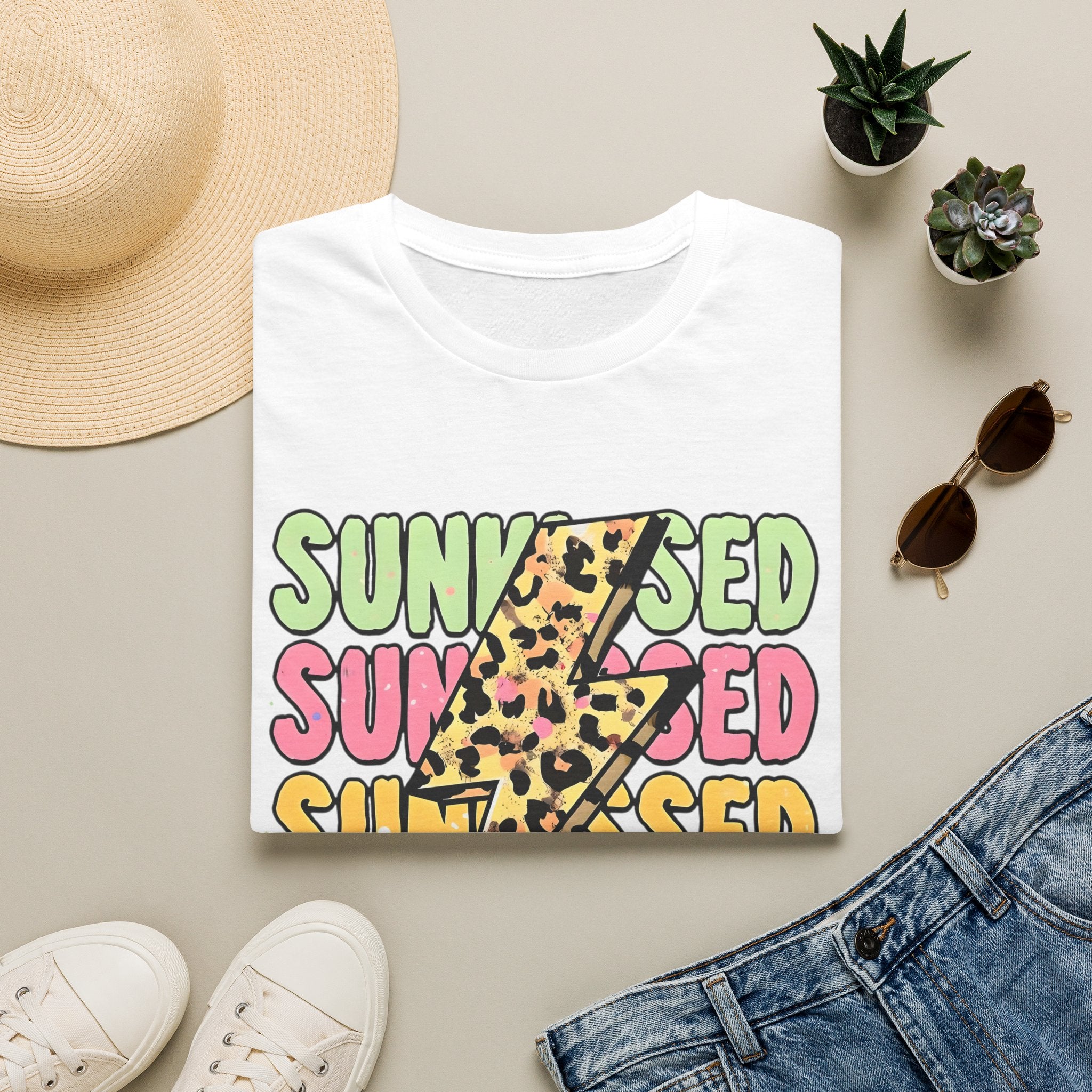 Sunkissed Retro Leopard Lightning T‑Shirt