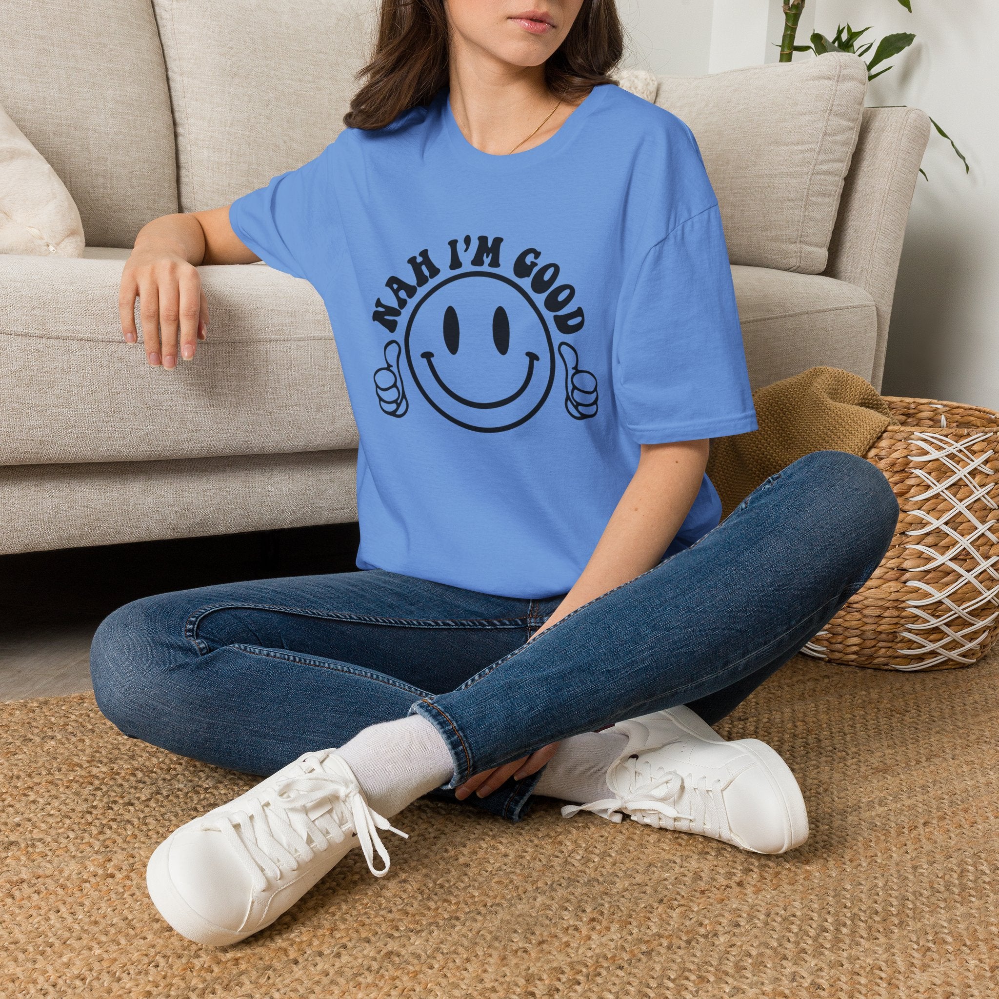 Nah I'm Good Smiley T-Shirt — Thumbs-Up Retro Graphic Tee