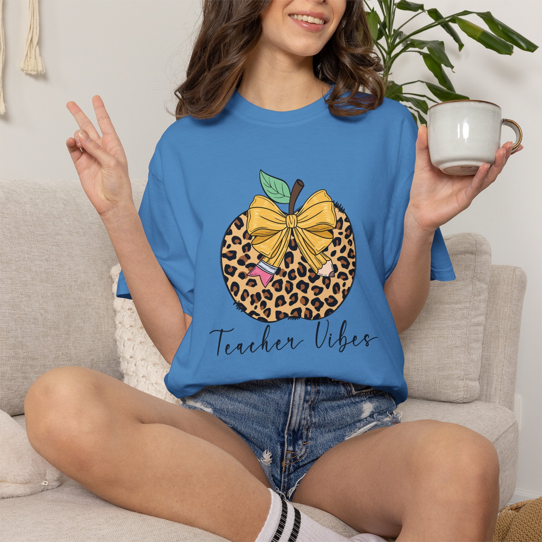 Teacher Vibes Leopard Pumpkin T-Shirt - Cute Fall Teacher Gift