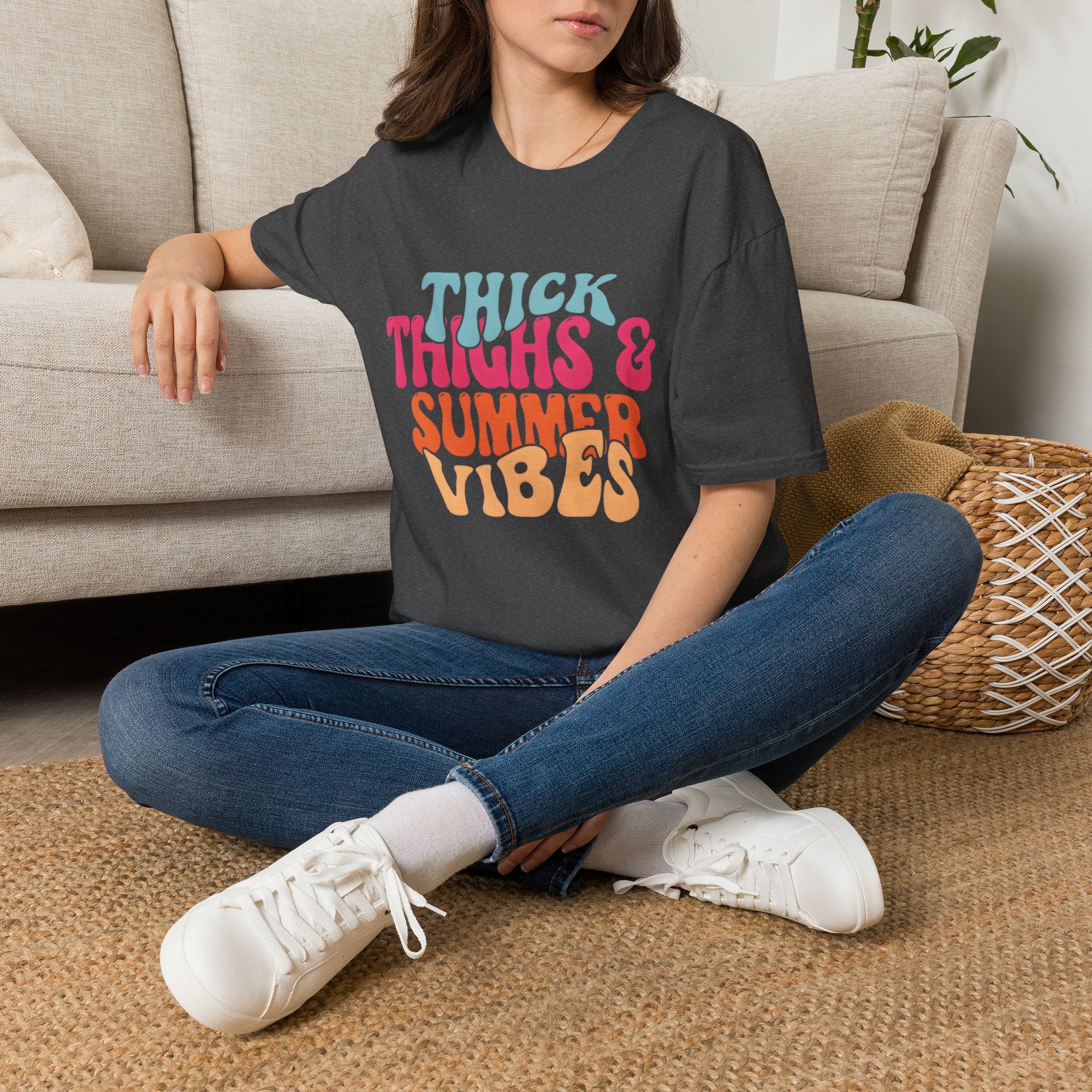 T-Shirt — Thick Thighs & Summer Vibes Retro Graphic Tee