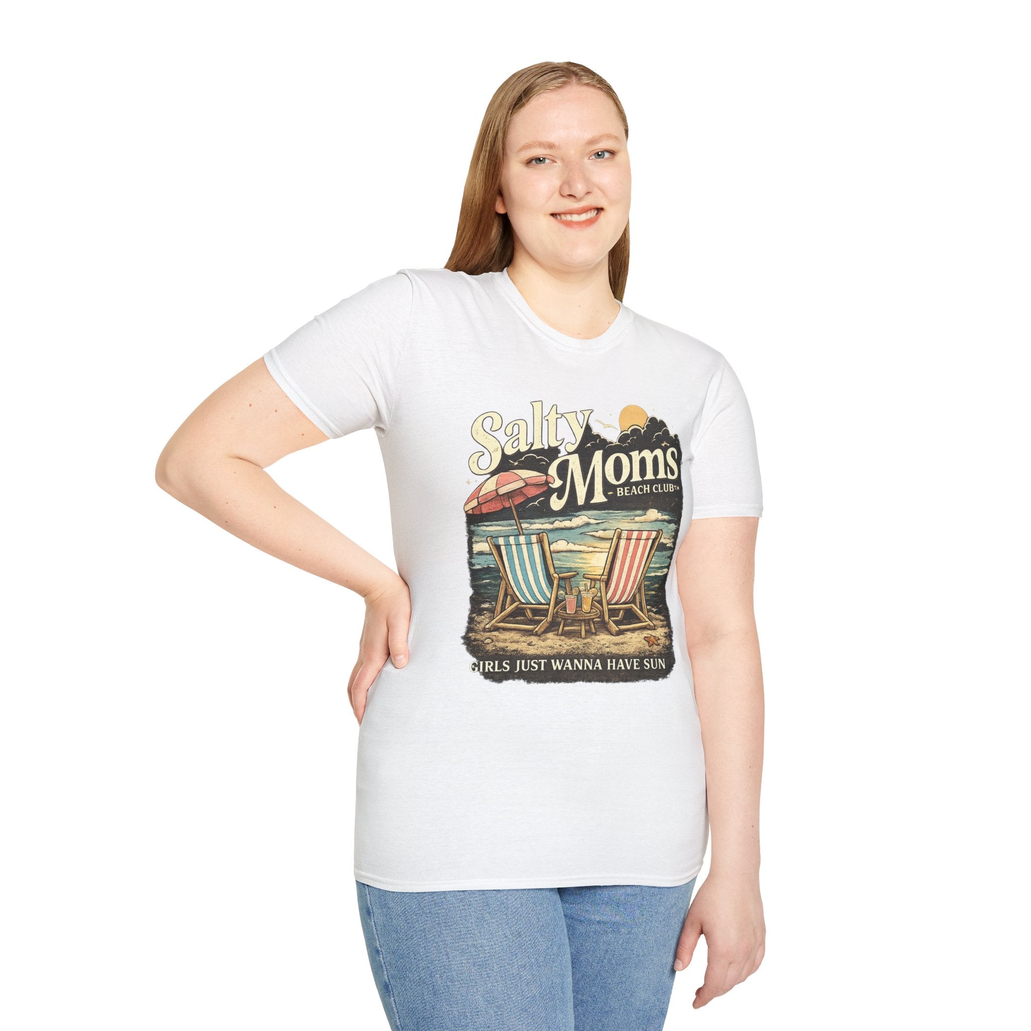 Salty Moms Beach Club T-Shirt — Vintage Coastal Mom Tee