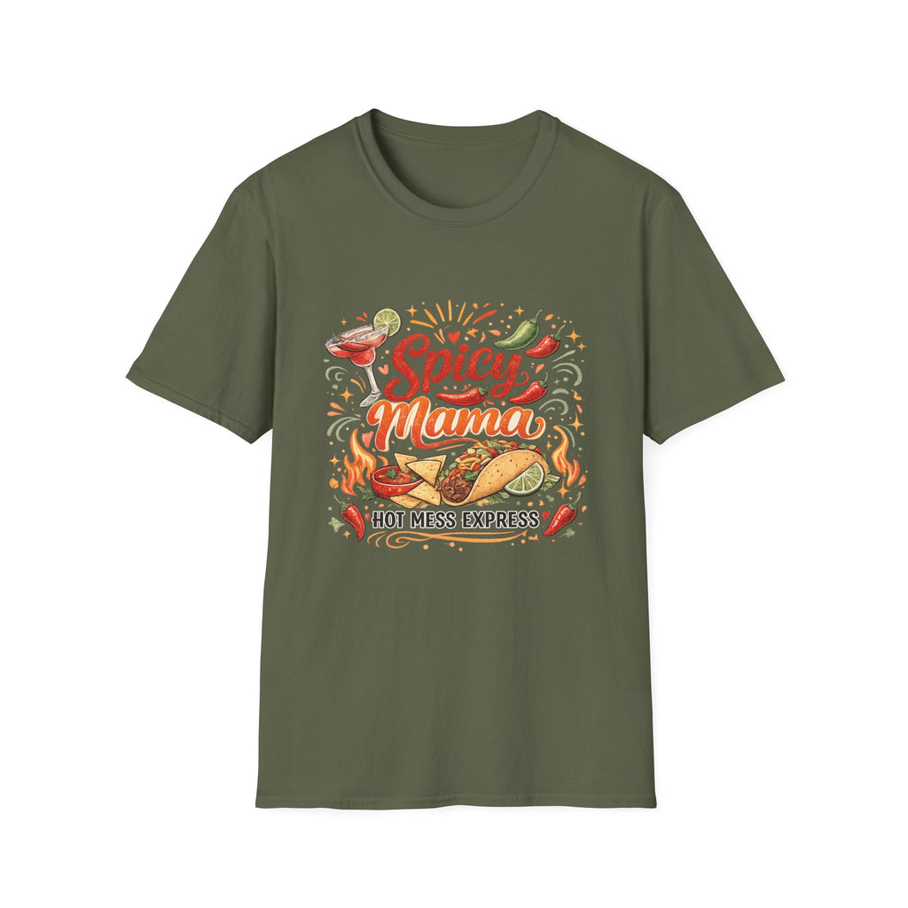 Spicy Mama T‑Shirt — Hot Mess Express Chili & Margarita Graphic Tee