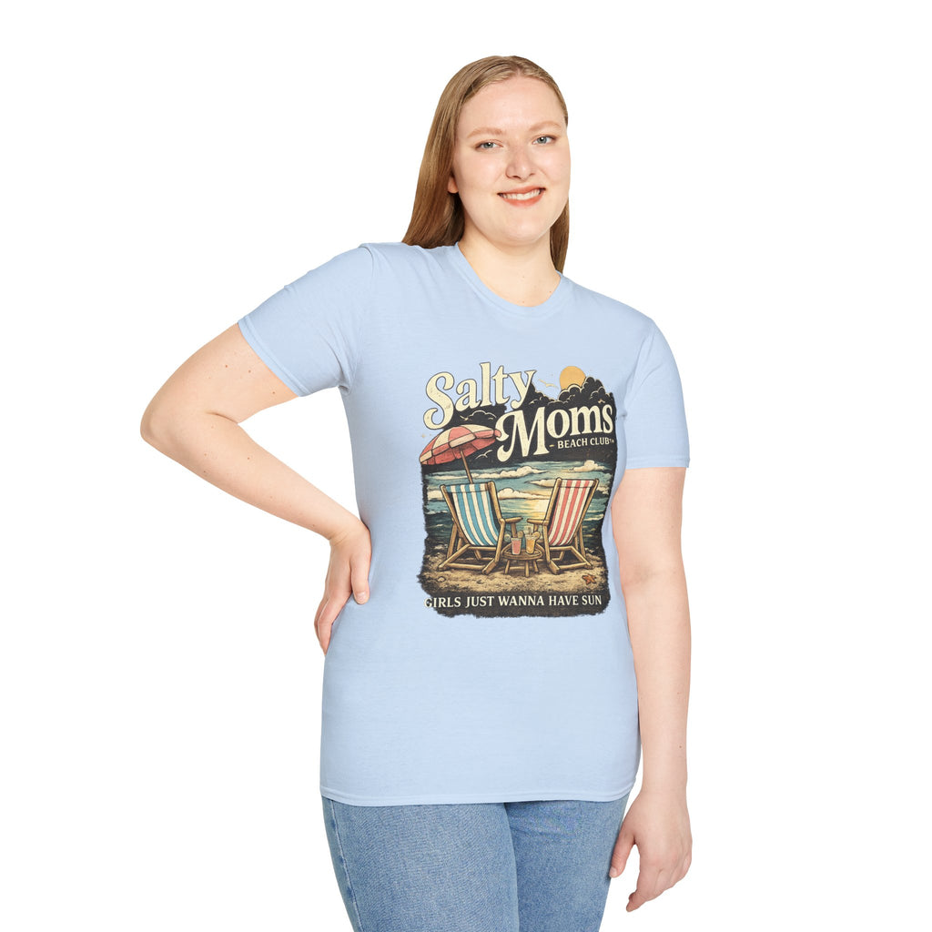 Salty Moms Beach Club T-Shirt — Vintage Coastal Mom Tee