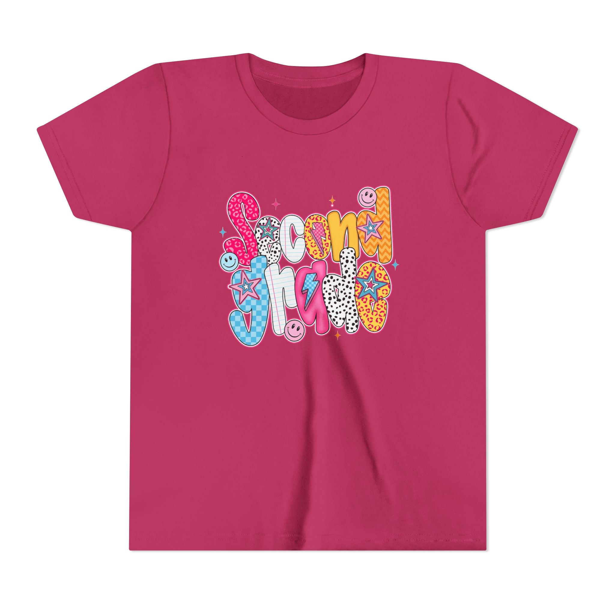 Youth Tee — Colorful 'Second Grade' Playful Retro Graphic