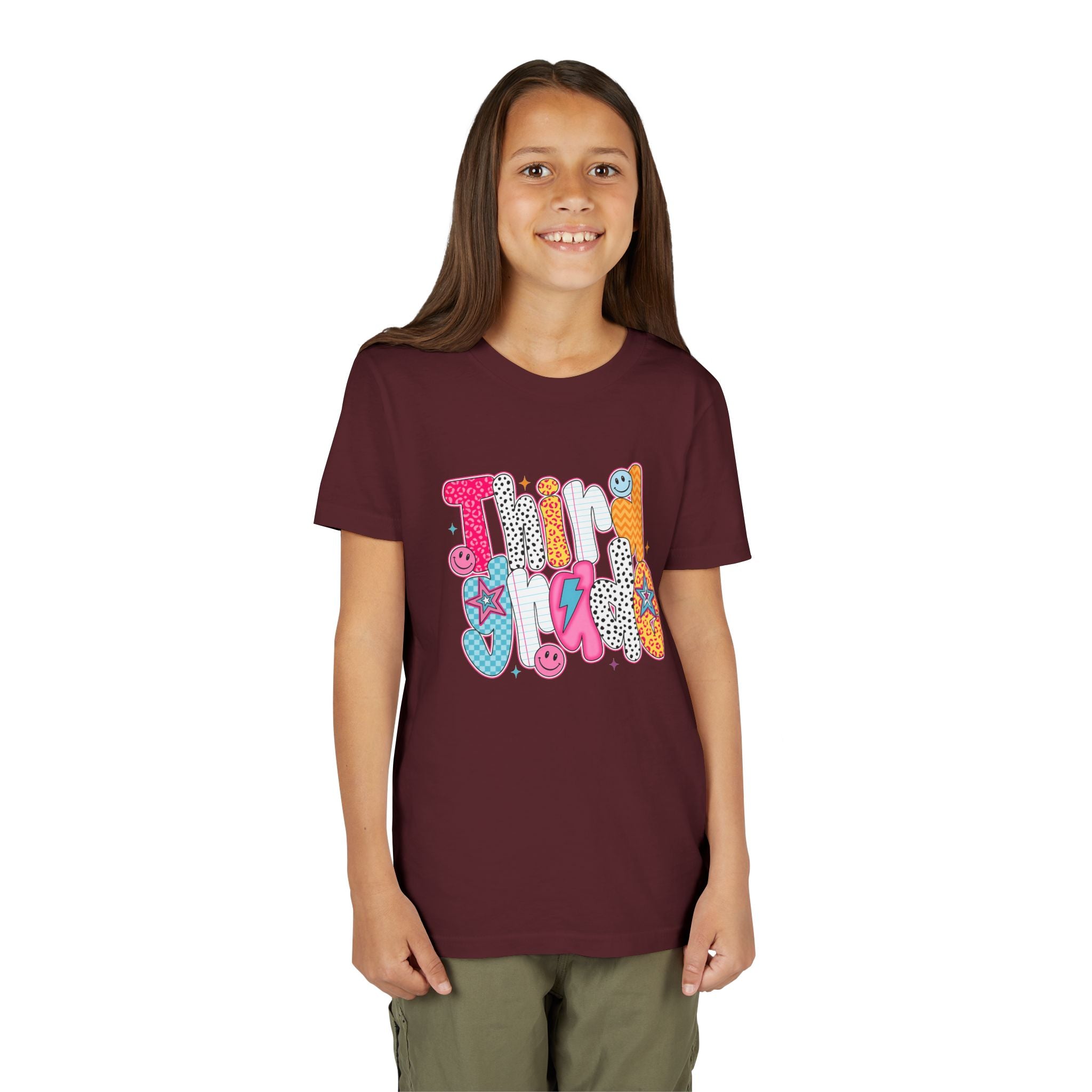 Third Grade — Colorful 'Think Big' Retro Graphic Shirt for Kids