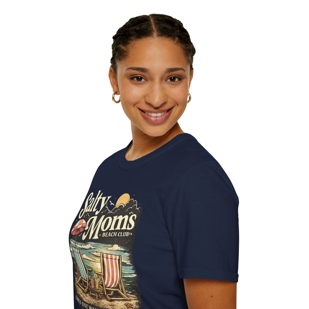 Salty Moms Beach Club T-Shirt — Vintage Coastal Mom Tee