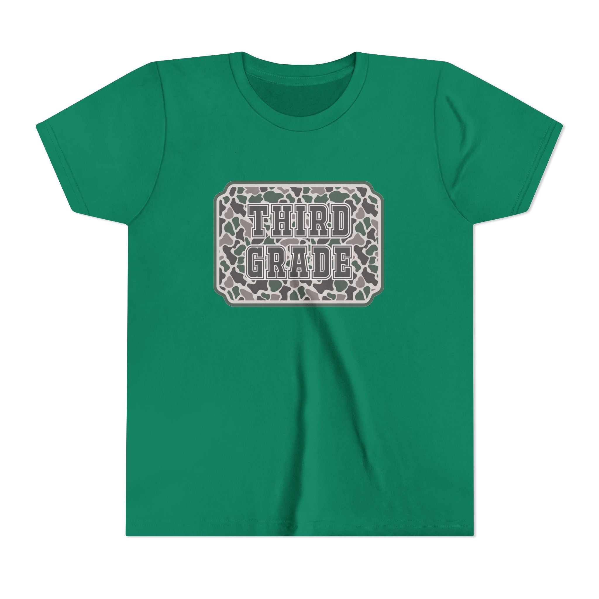 Third Grade Camo Youth Tee — Back to School Shirt for Kids