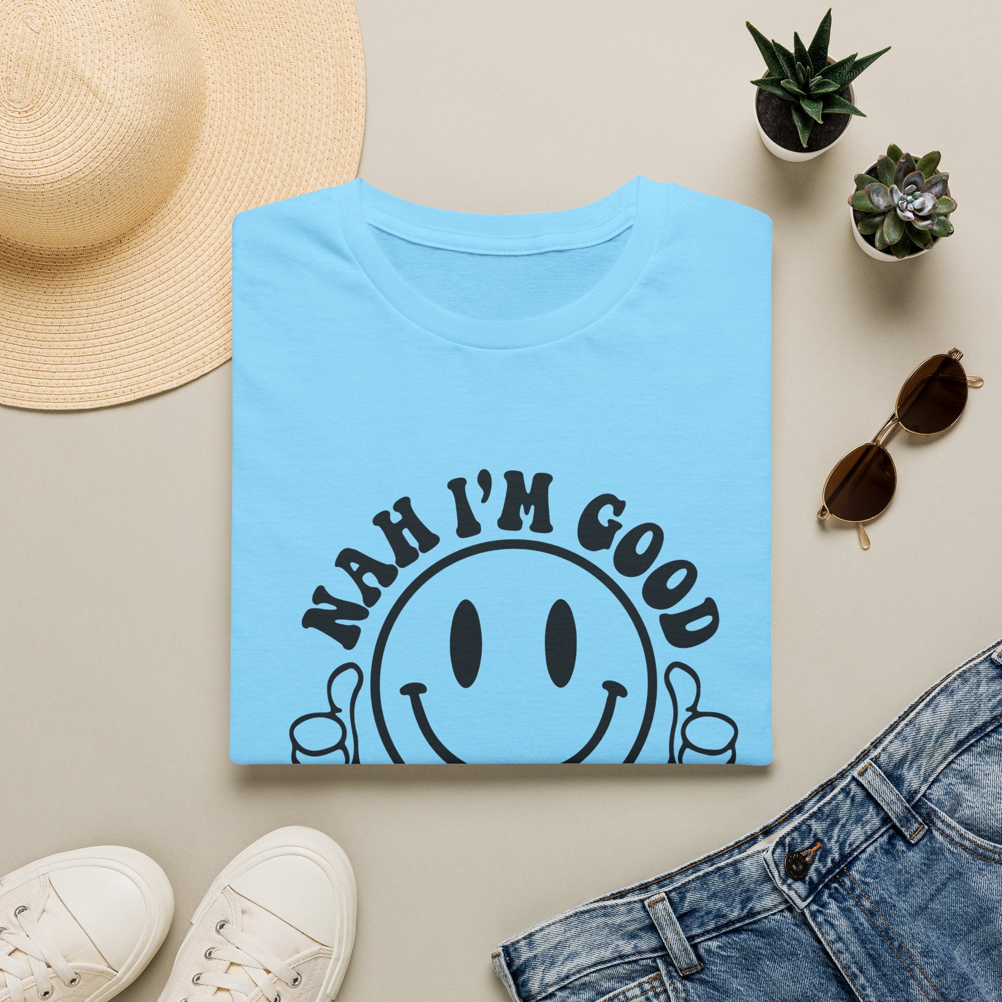 Nah I'm Good Smiley T-Shirt — Thumbs-Up Retro Graphic Tee