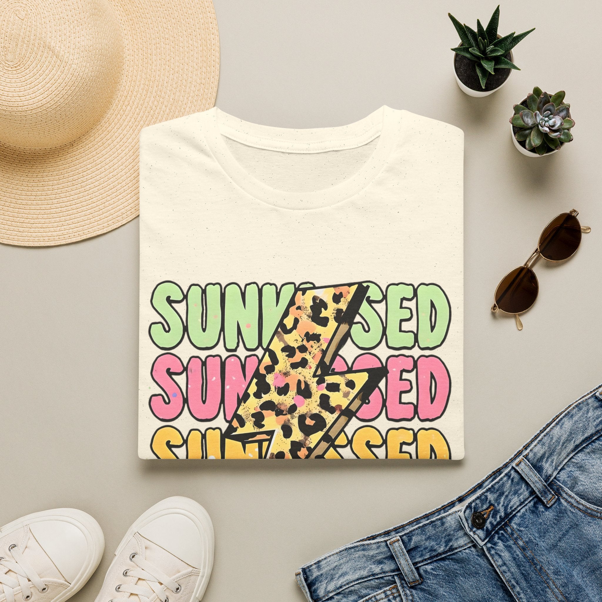 Sunkissed Retro Leopard Lightning T‑Shirt