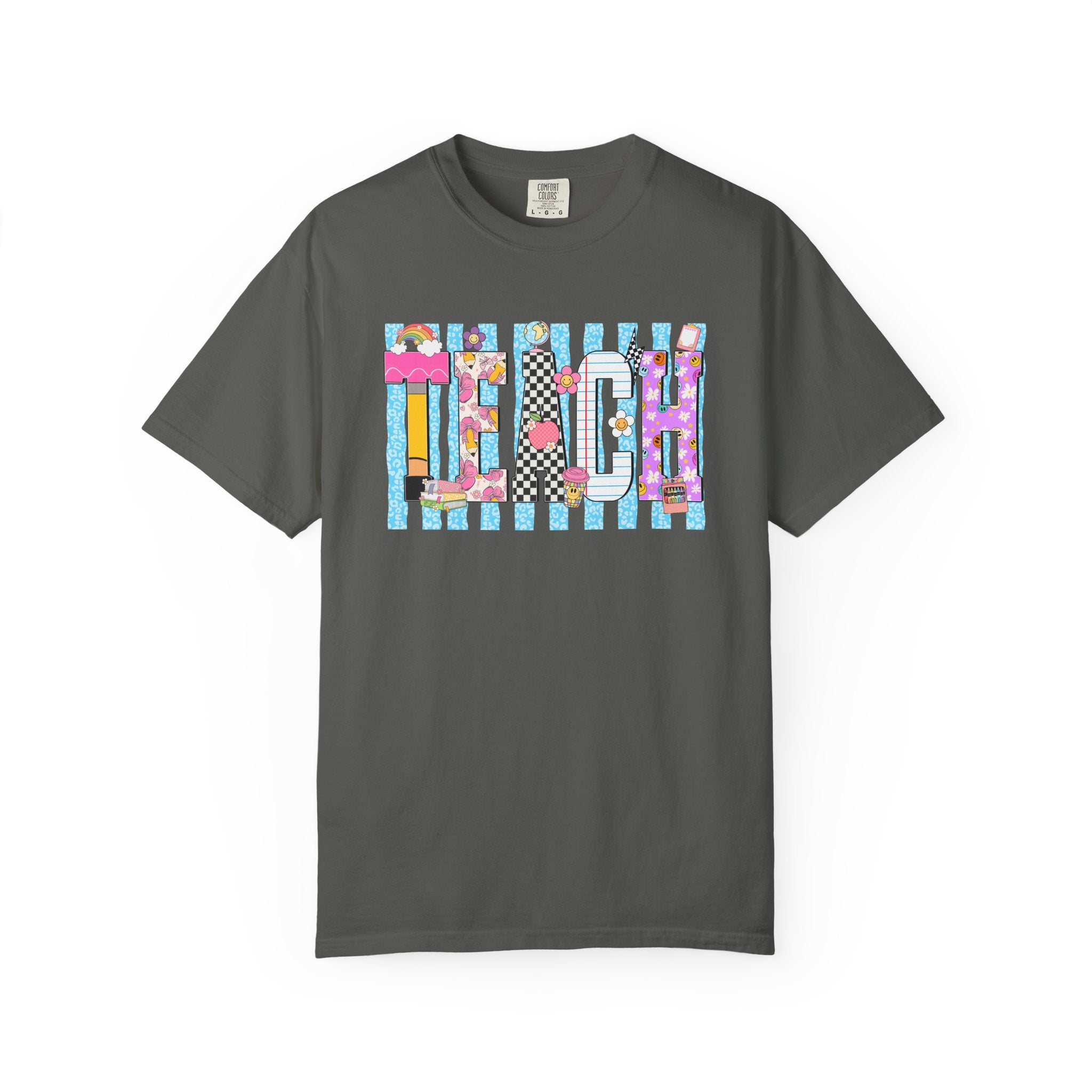 Teacher Stripe Patchwork T-Shirt