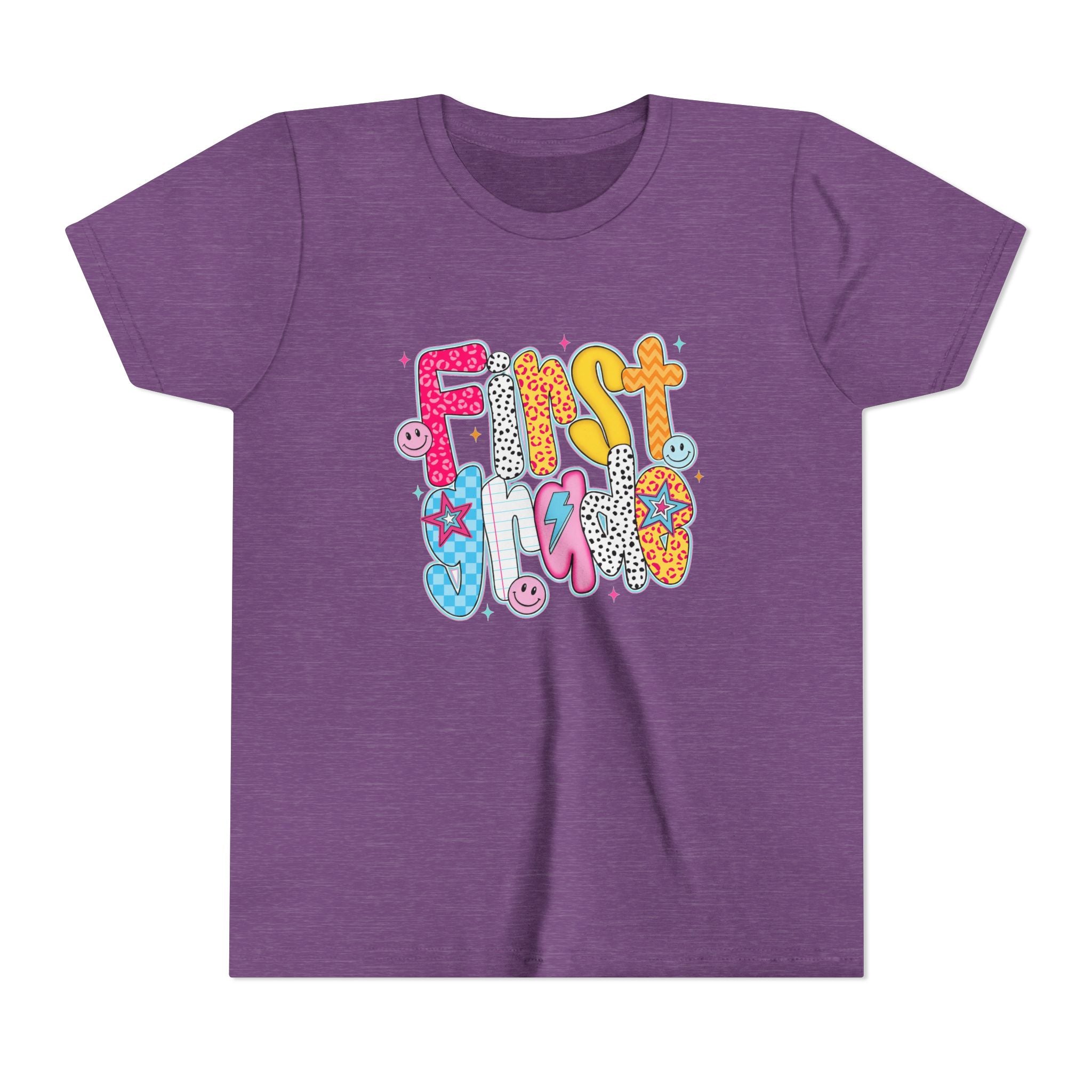 First Grade Youth Tee — Colorful Back-to-School Graphic Shirt