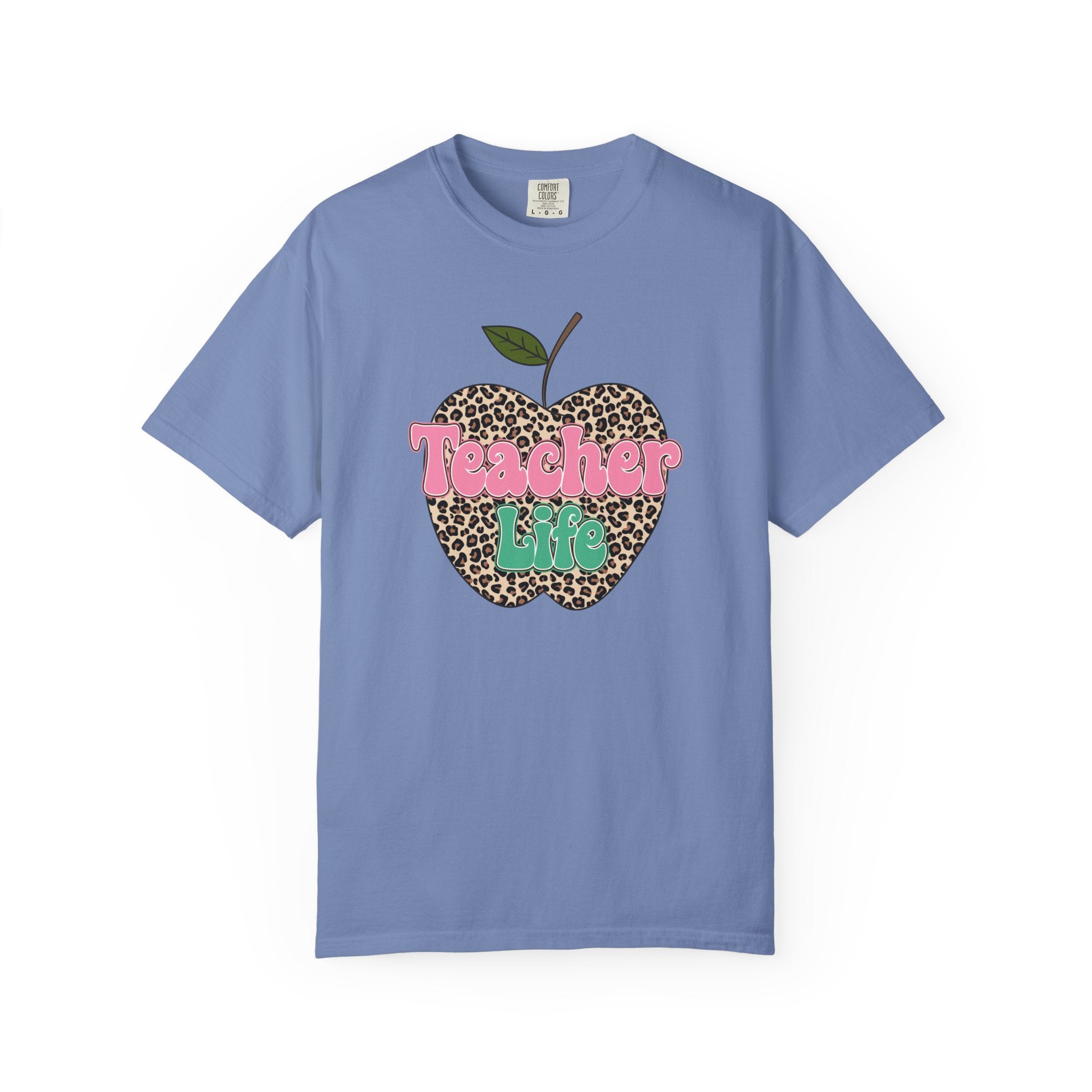 Teacher Life T-Shirt — Leopard Apple Graphic Tee for Educators